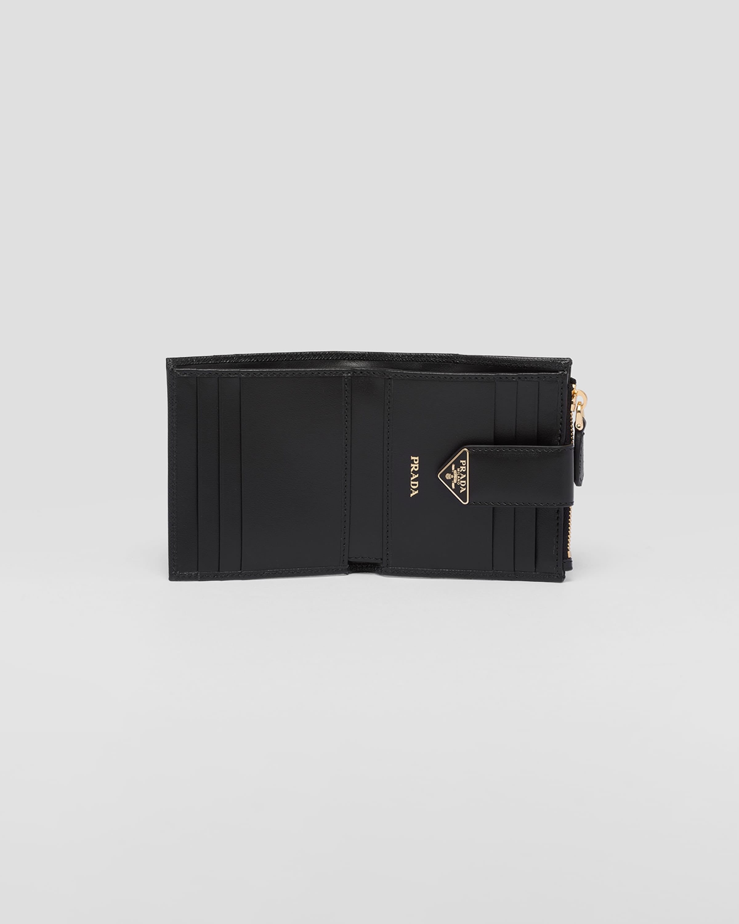 Small Saffiano and smooth leather wallet Black