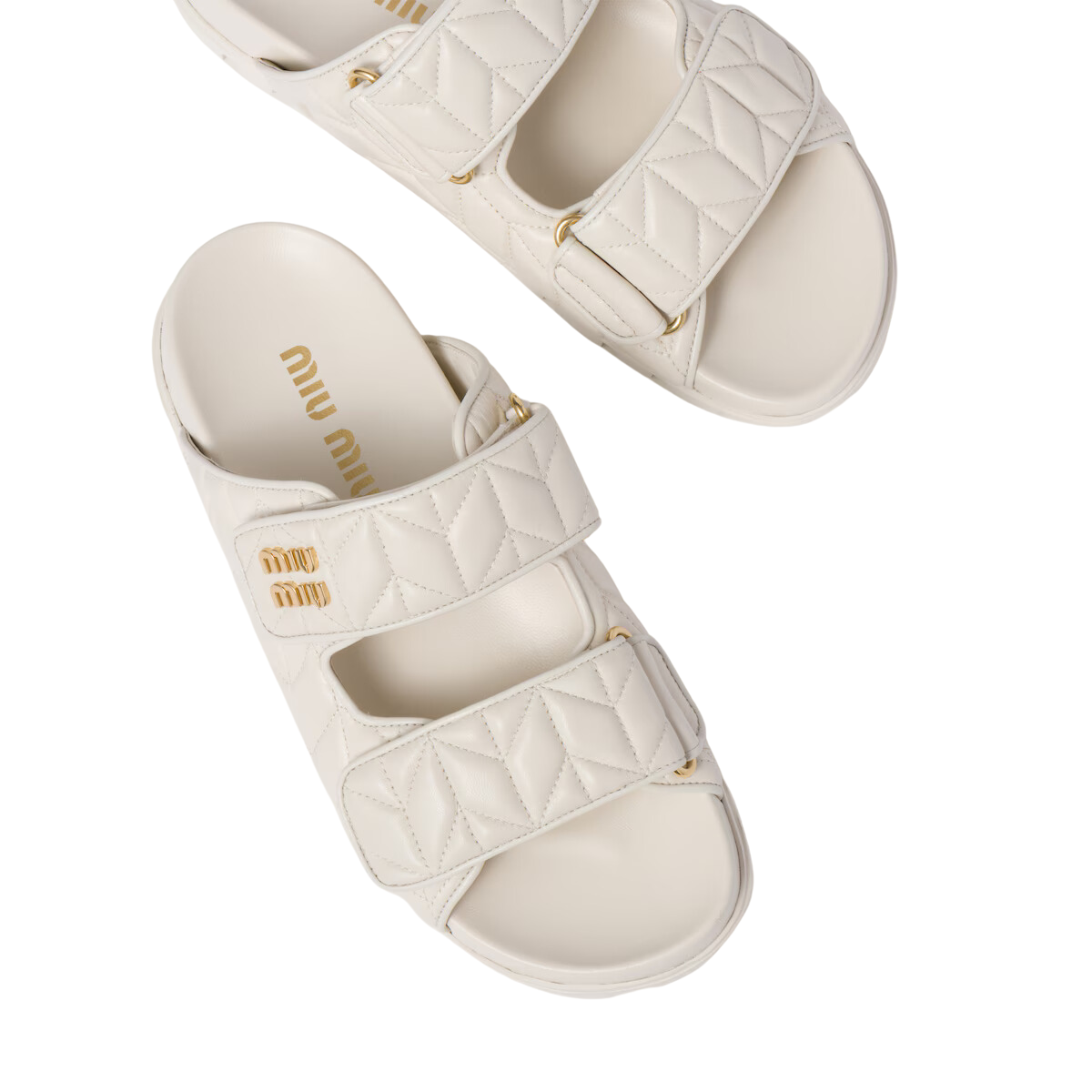 Miu Miu Sporty Matelassé Nappa Leather Slides
