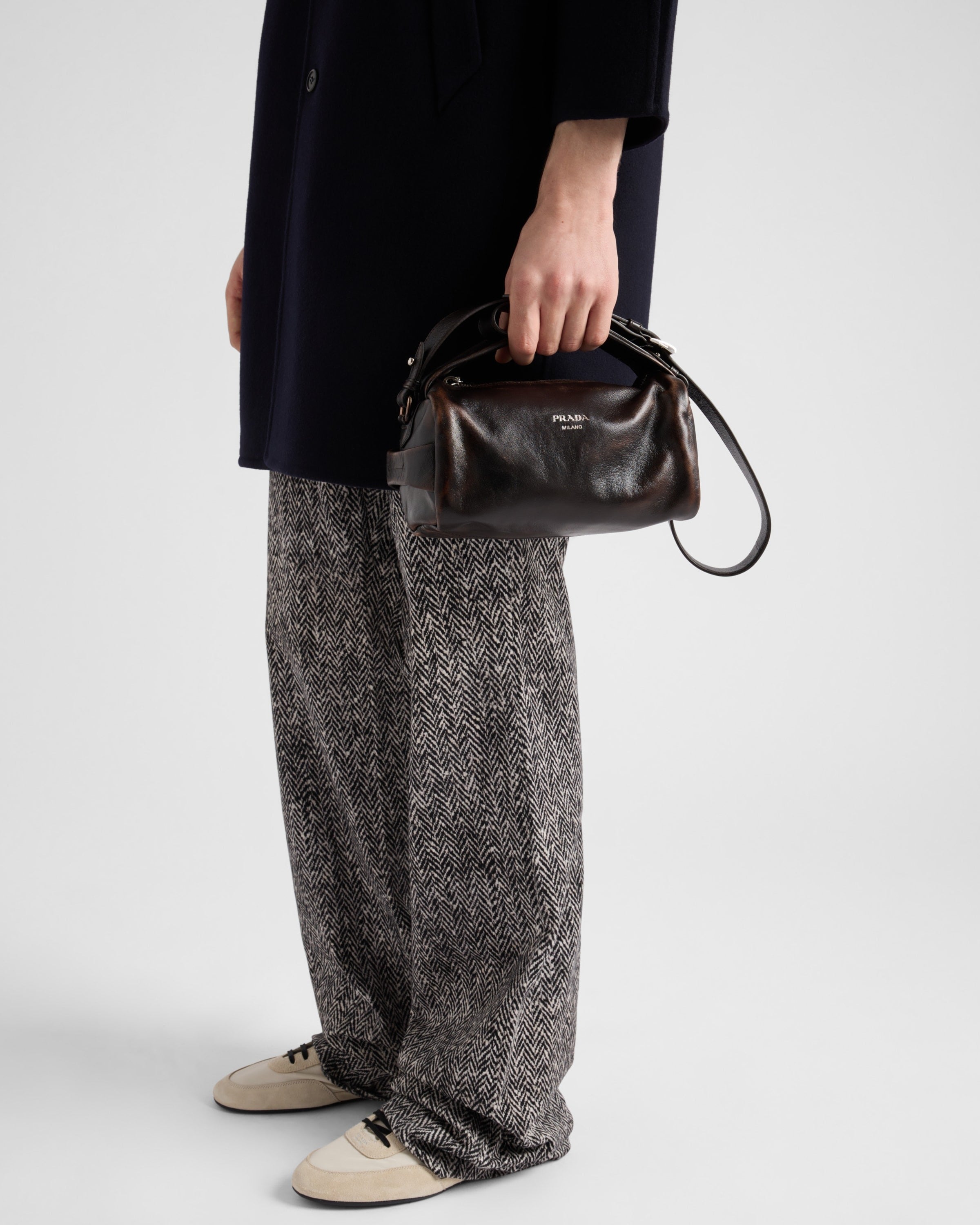 Nappa leather shoulder bag Dark Brown