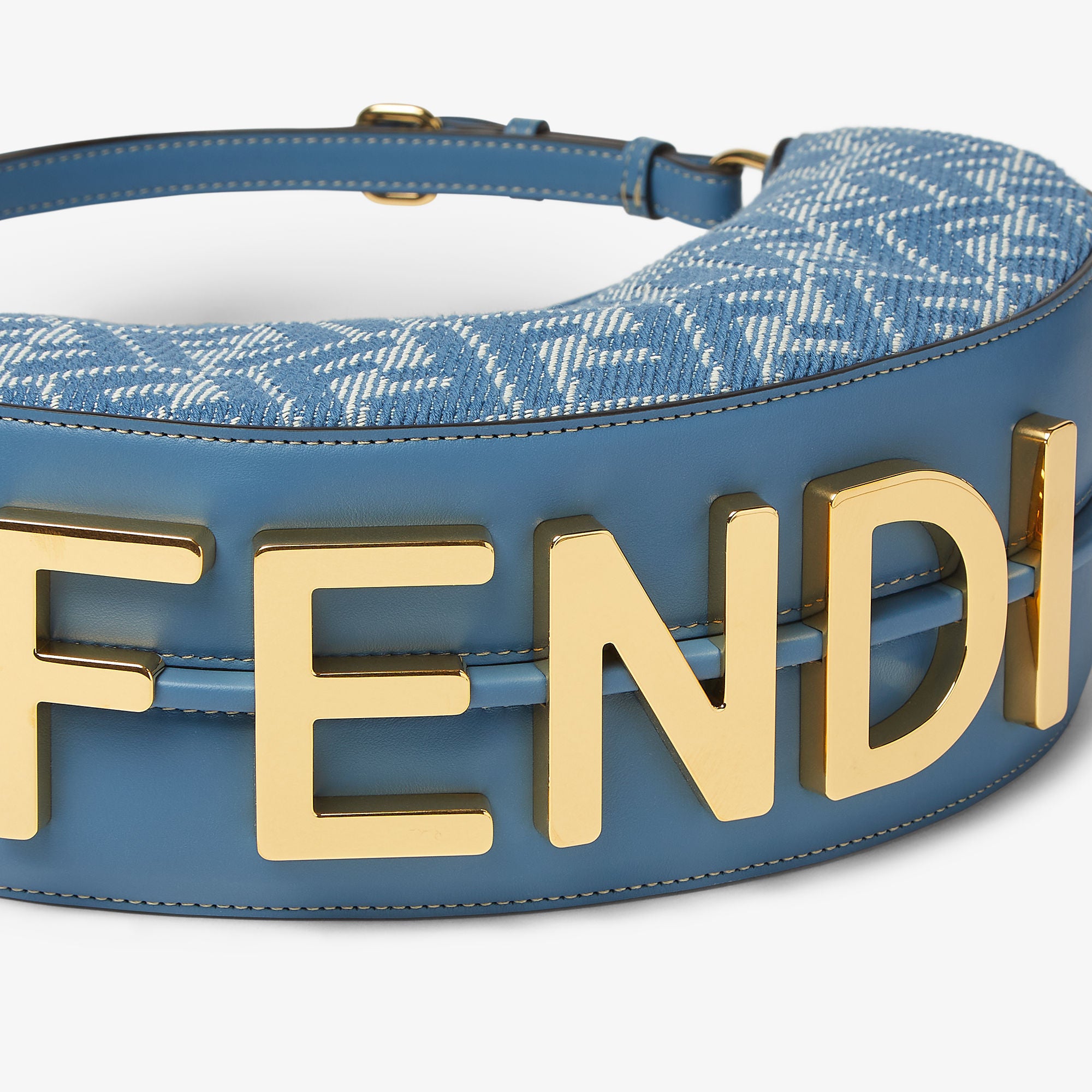 Fendigraphy Small Blue denim-effect FF jacquard bag