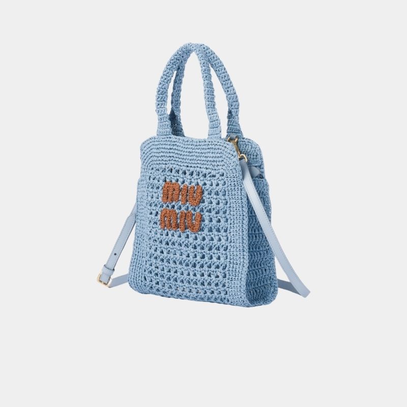 Raffia-Effect Crochet Fabric Tote Bag
