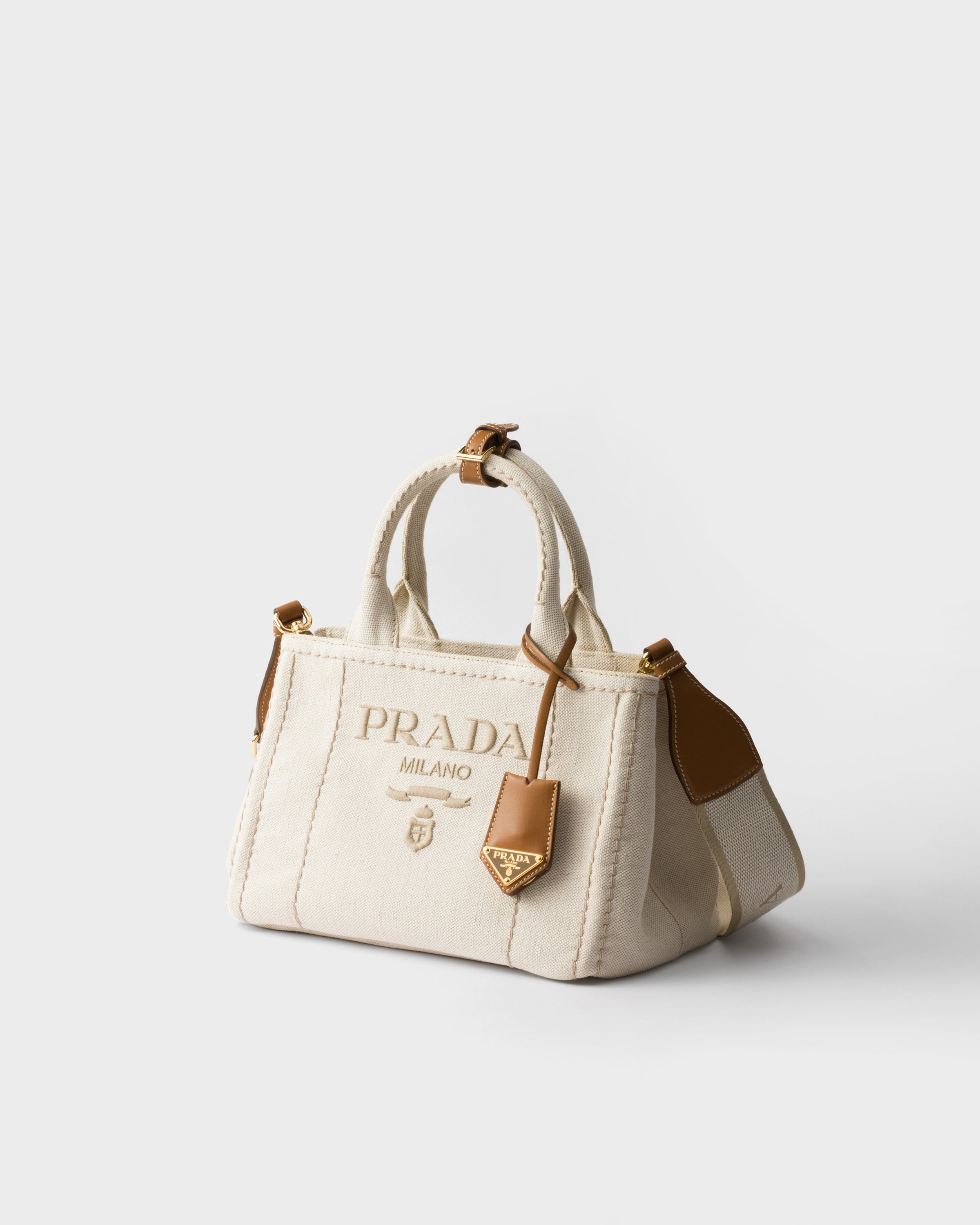 Prada Jardinière small linen blend handbag Natural