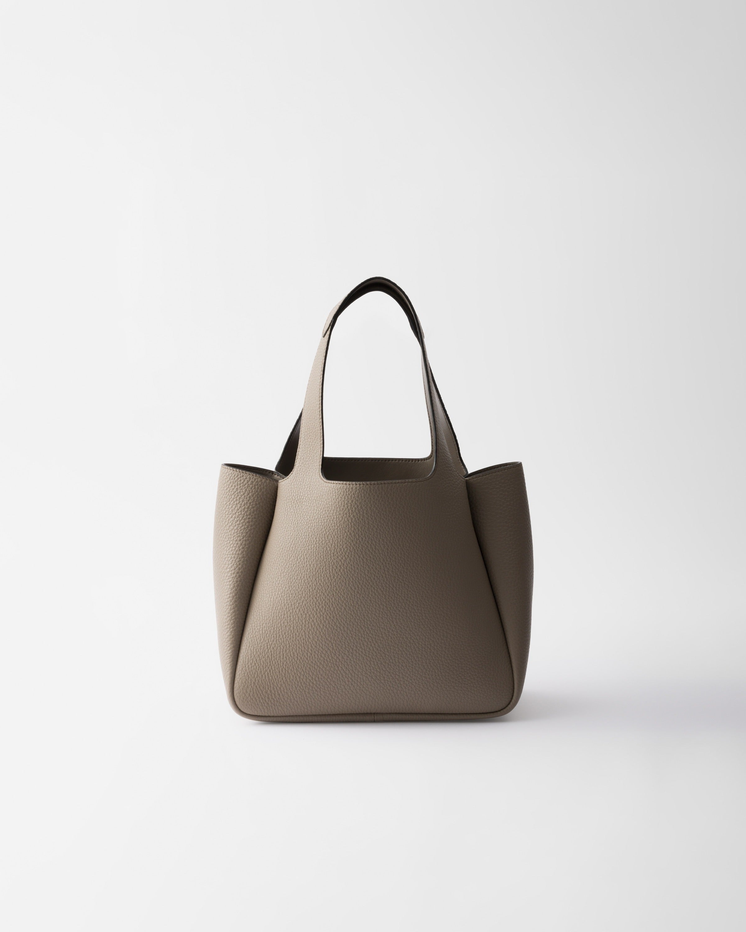 Small leather tote bag Clay Gray