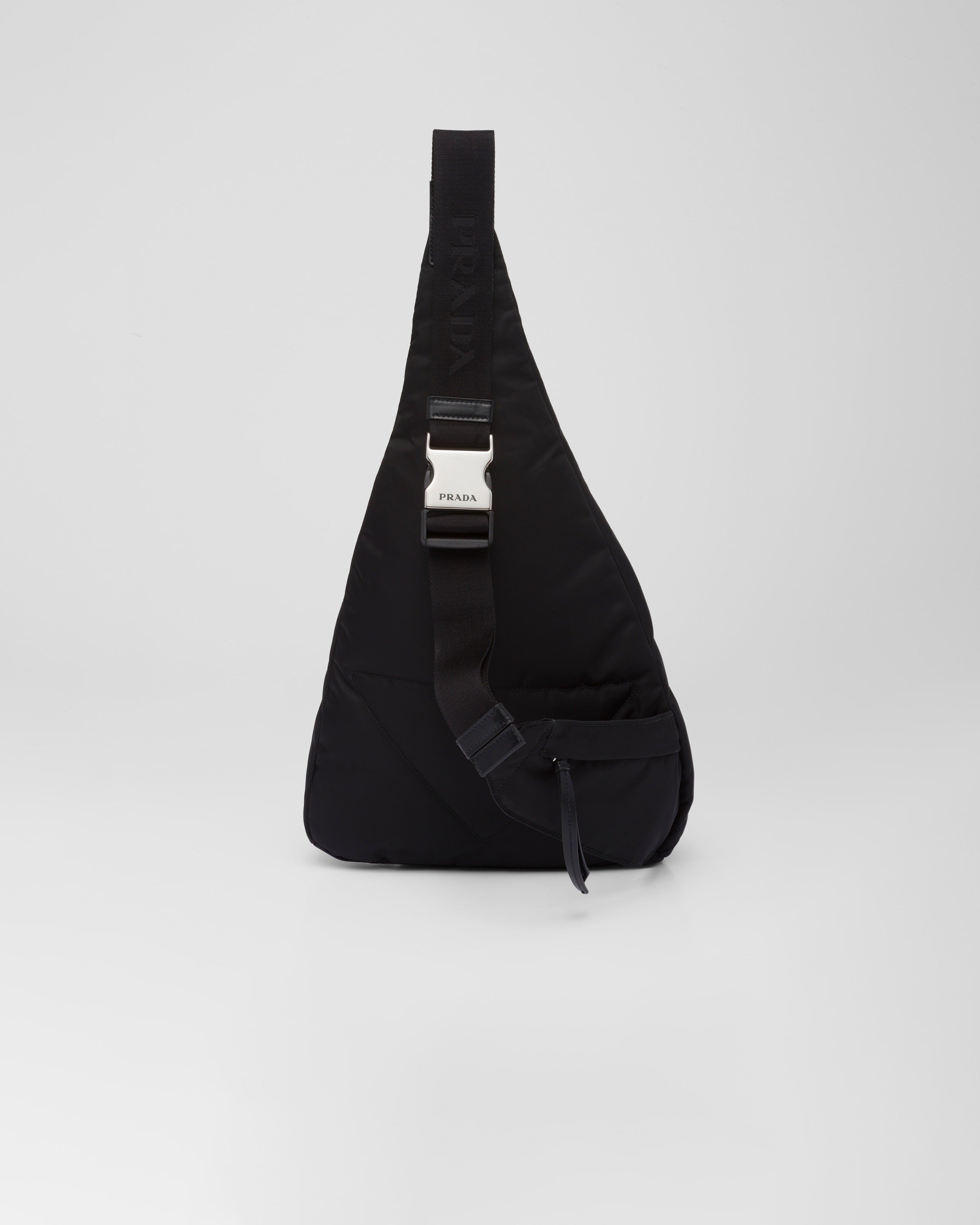 Re-Nylon and leather backpack Black