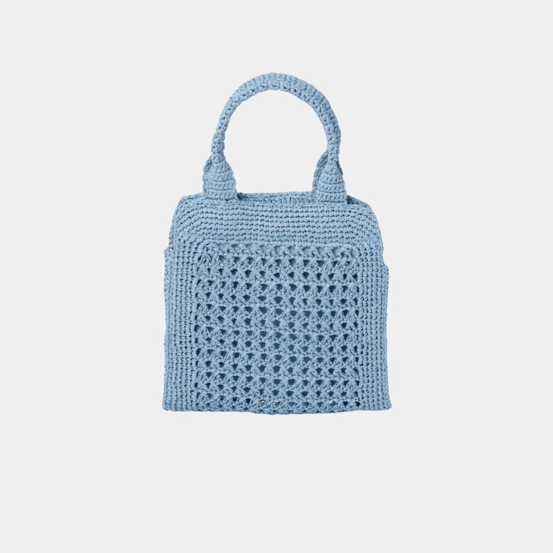 Raffia-Effect Crochet Fabric Tote Bag