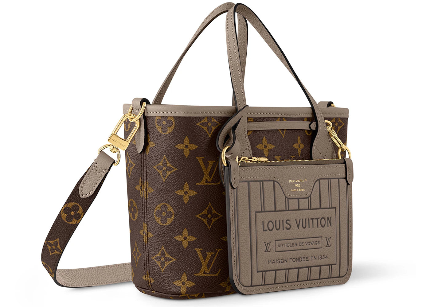 Louis Vuitton Neverfull Bandouliere BB Inside Out Dark Fango/Monogram