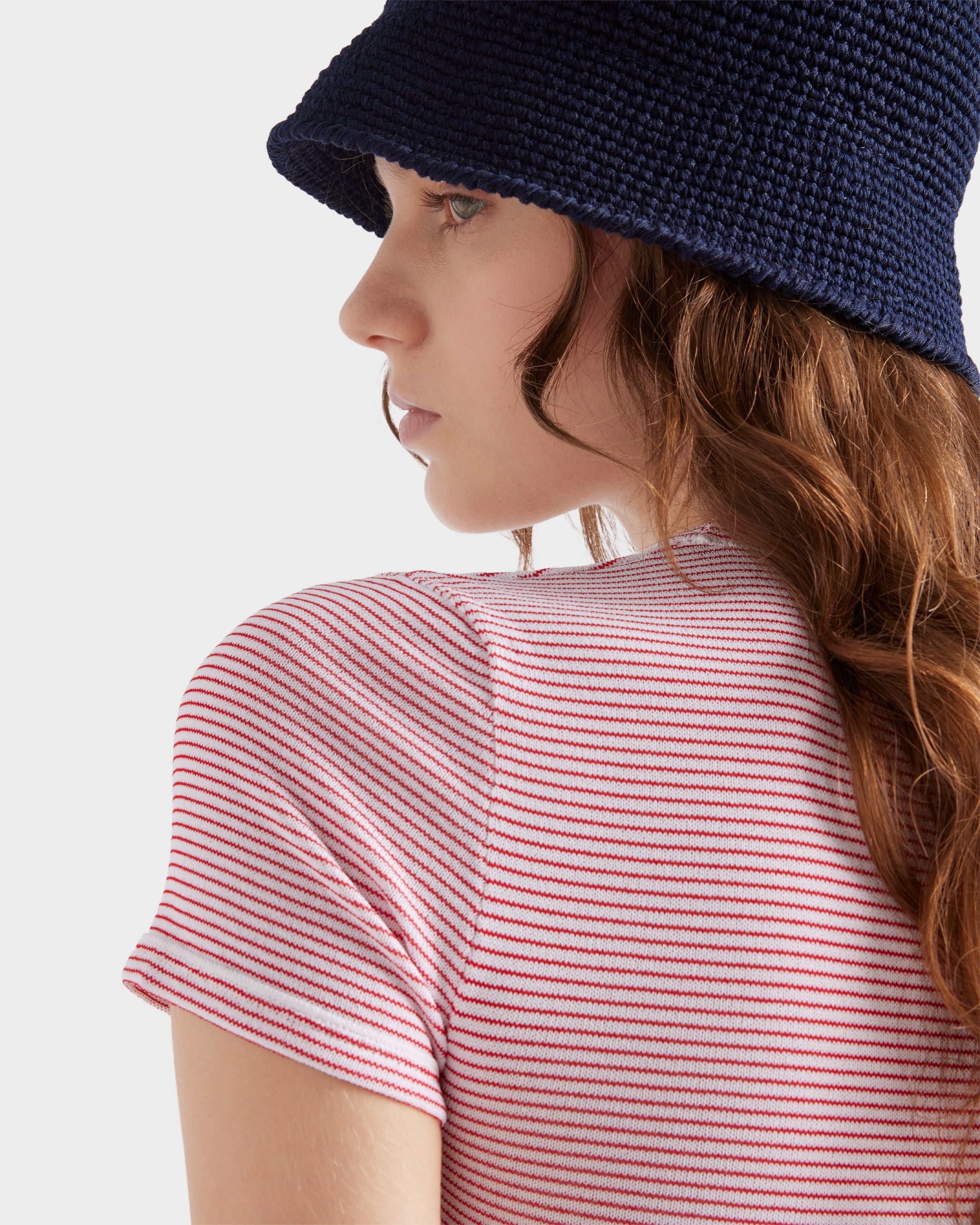 Striped crew-neck sweater White/Red