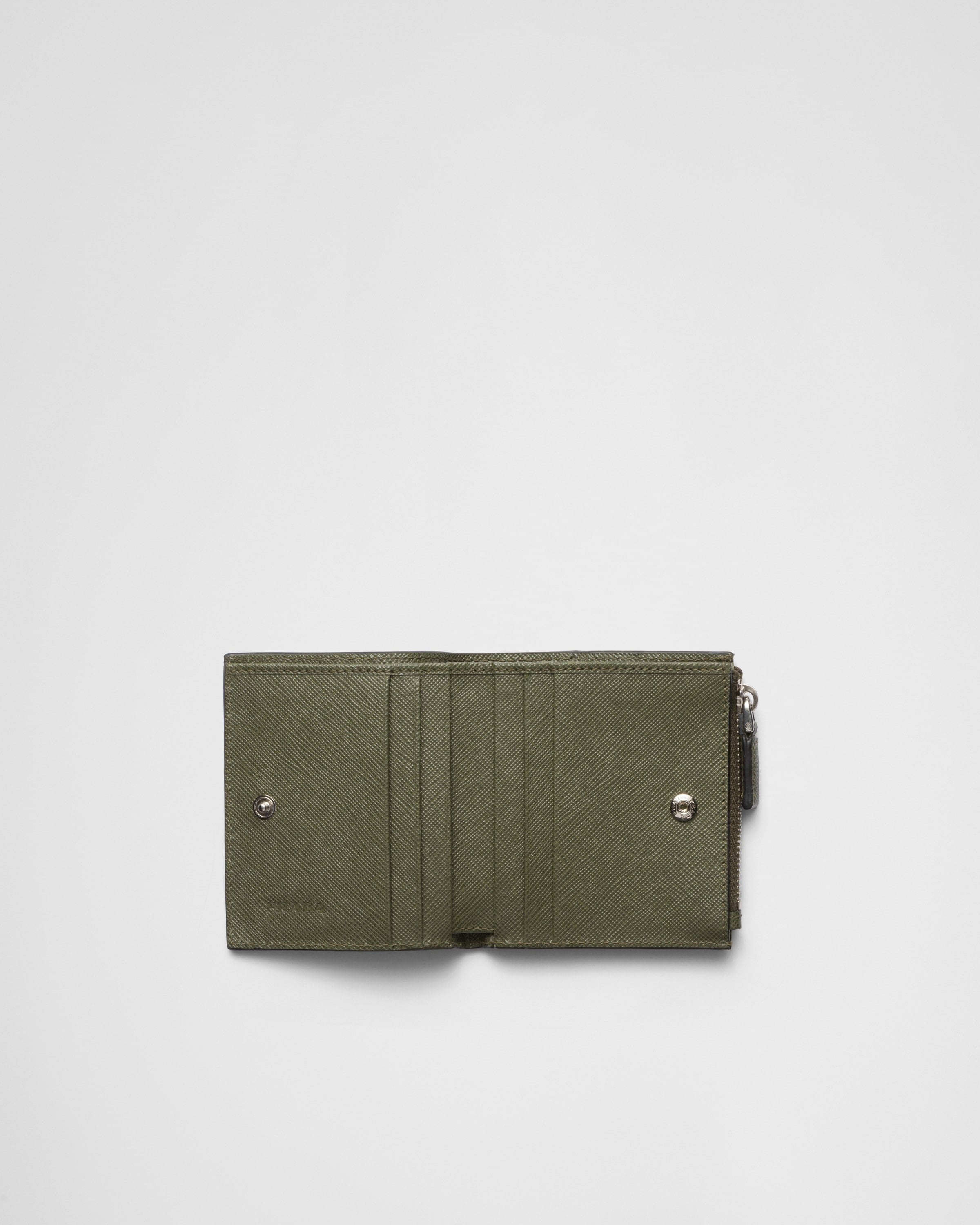 Small Saffiano leather wallet Loden Green