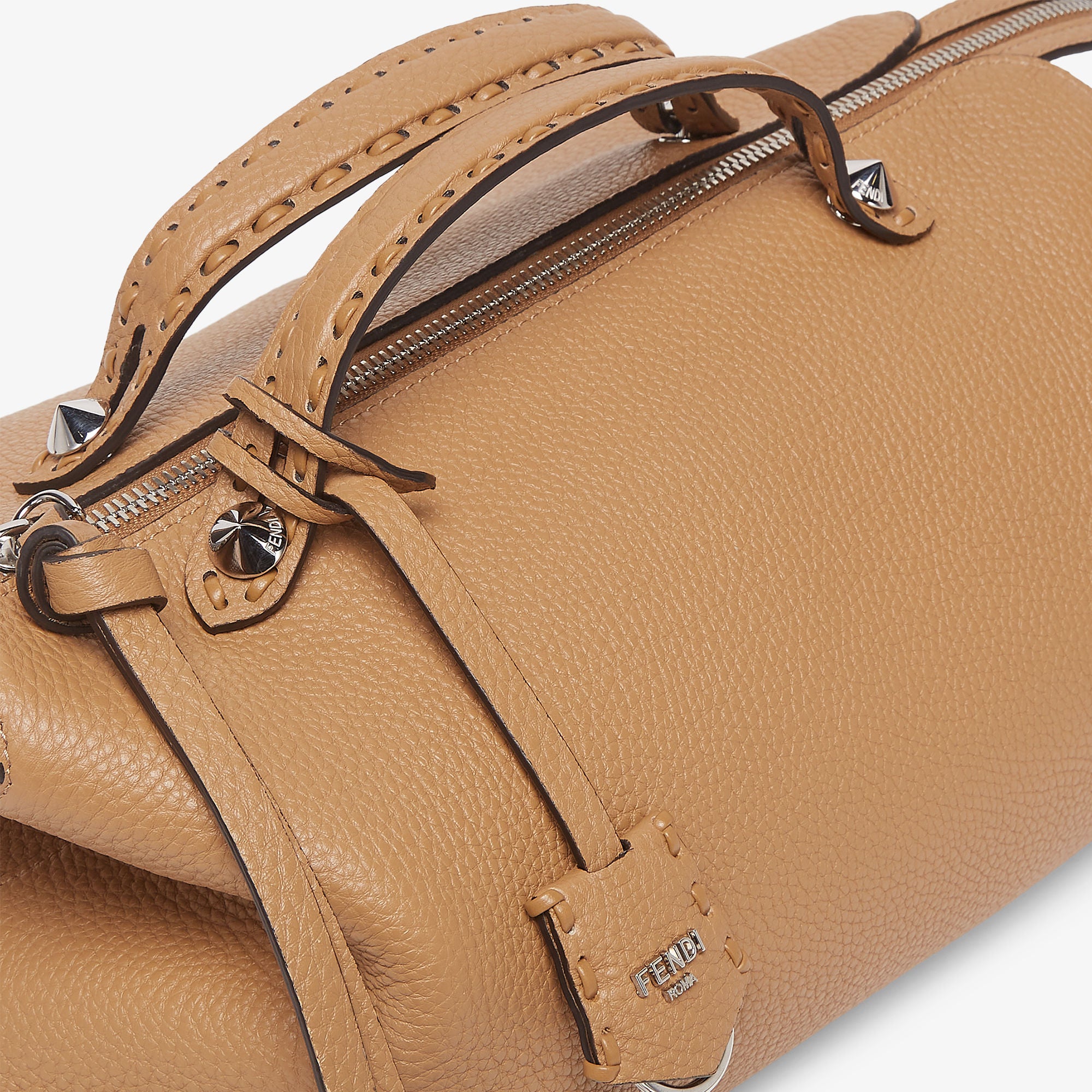 By The Way Selleria Large Cappuccino-colored Selleria bag with 200 hand-sewn stitches