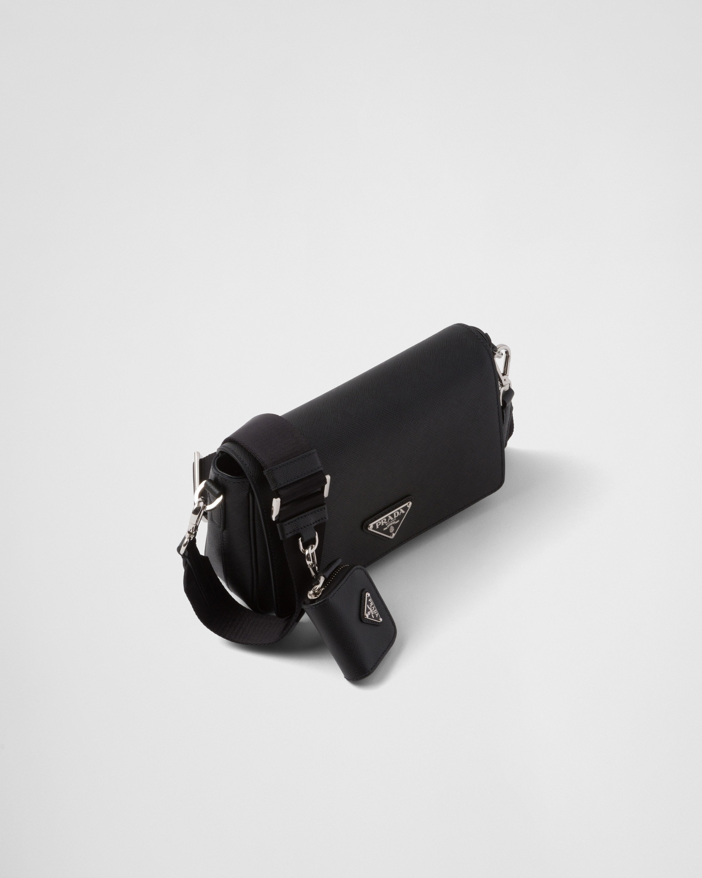 Saffiano leather shoulder bag Black