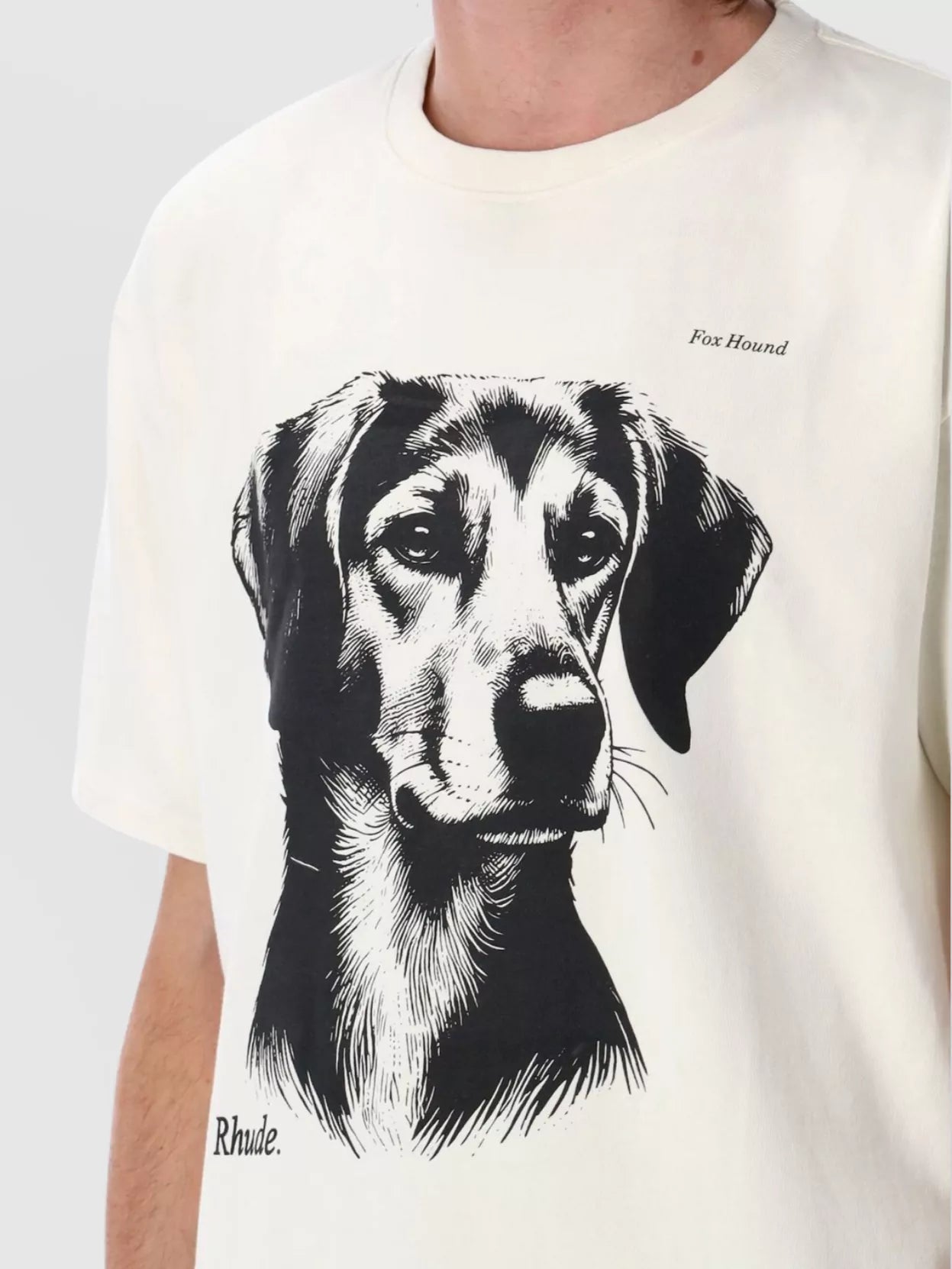 Rhude Dog print graphic t-shirt with crew neck