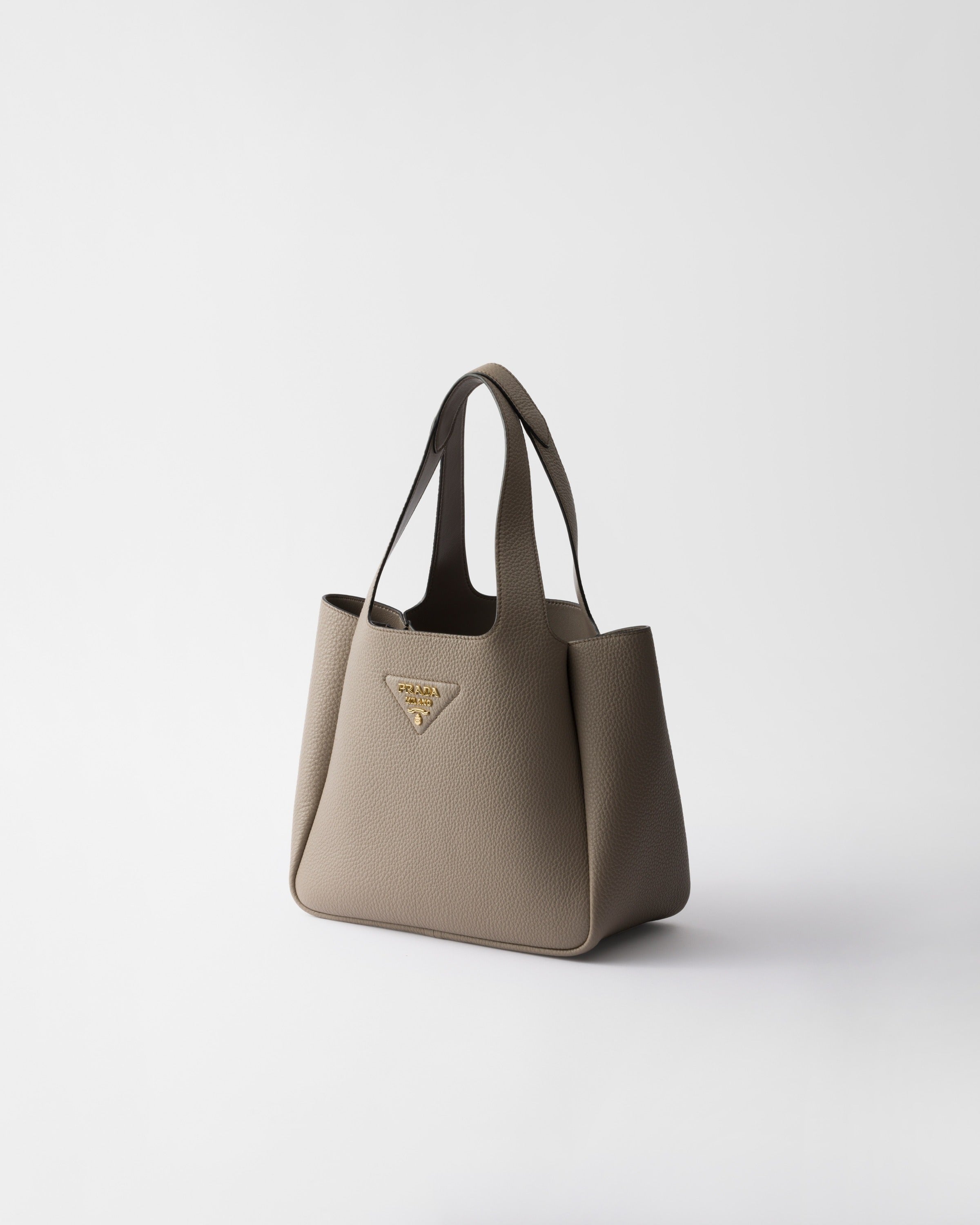 Small leather tote bag Clay Gray