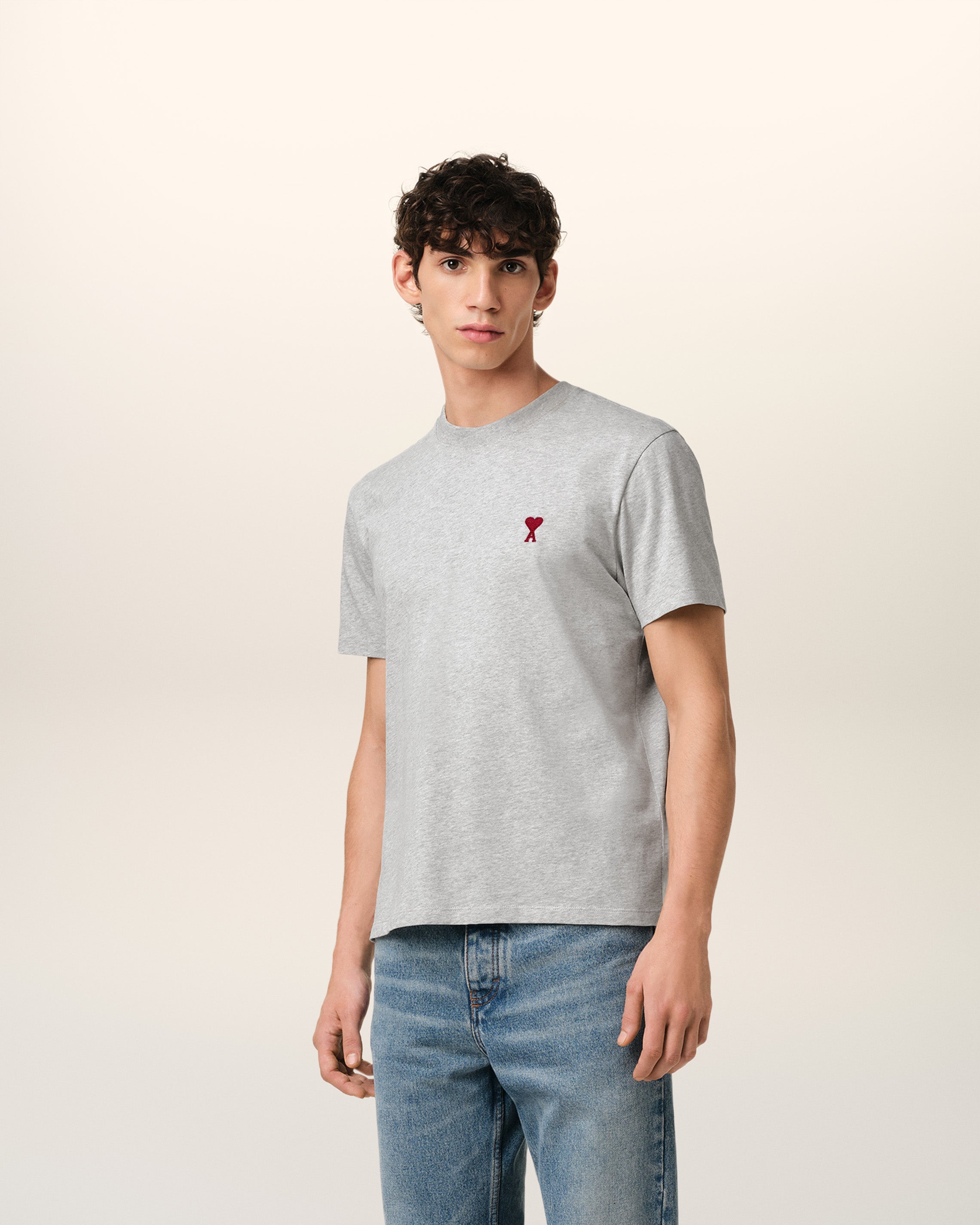 GREY COTTON AMI DE COEUR T-SHIRT HEATHER ASH GREY