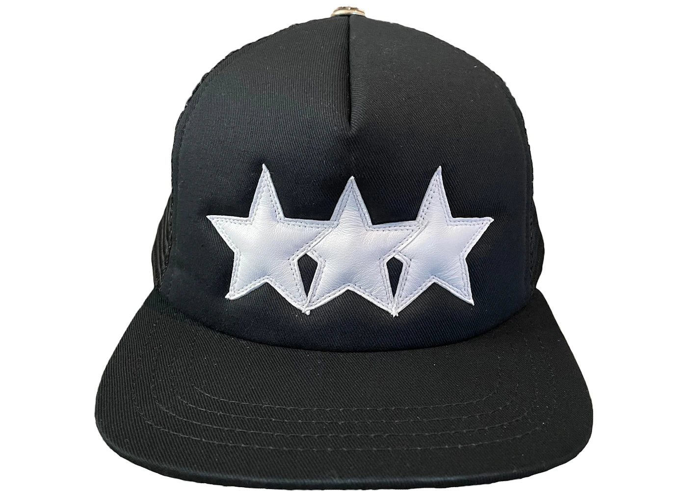 Chrome Hearts Leather Star Trucker Hat Black/White