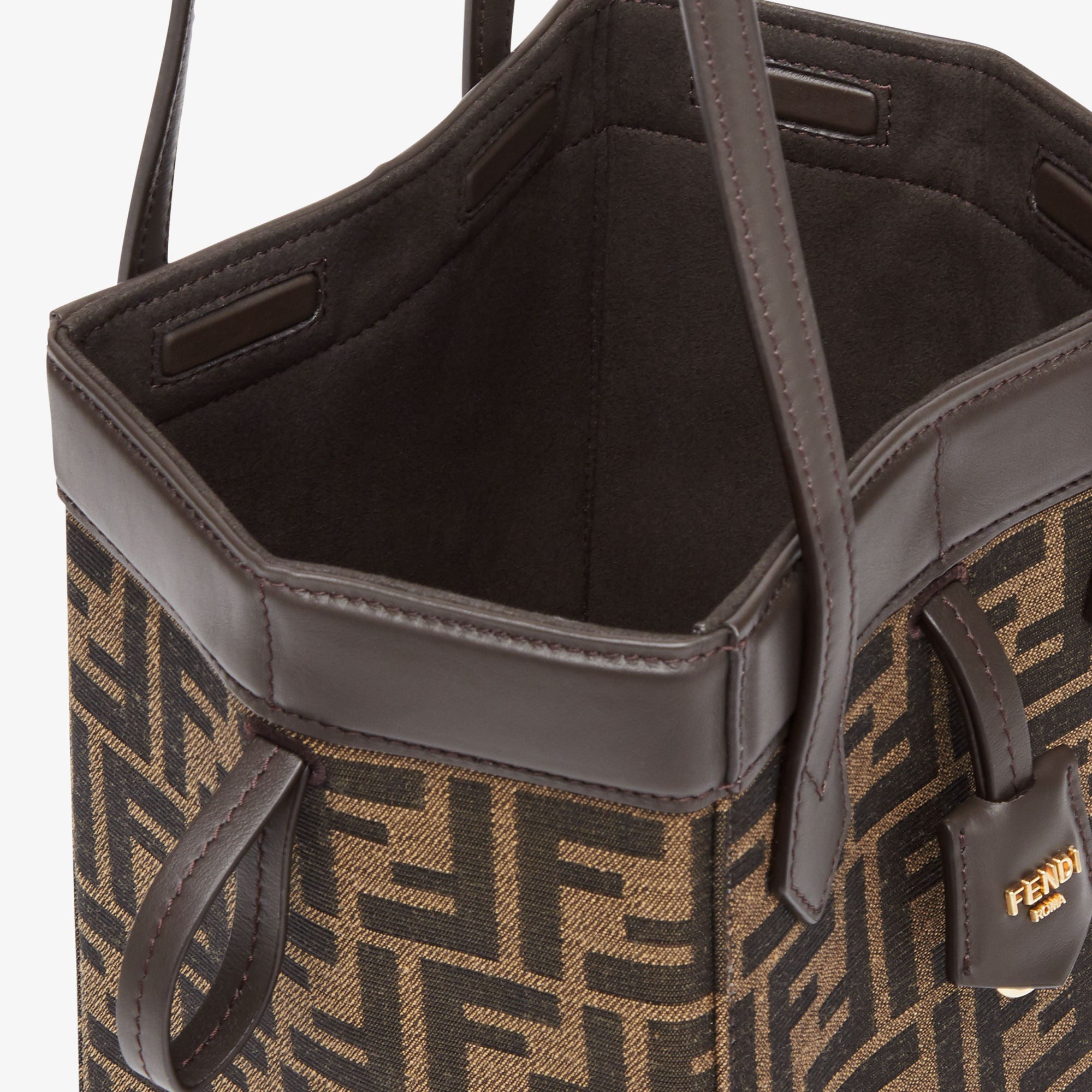 Fendi Origami Mini Brown FF jacquard fabric mini bag that can be transformed