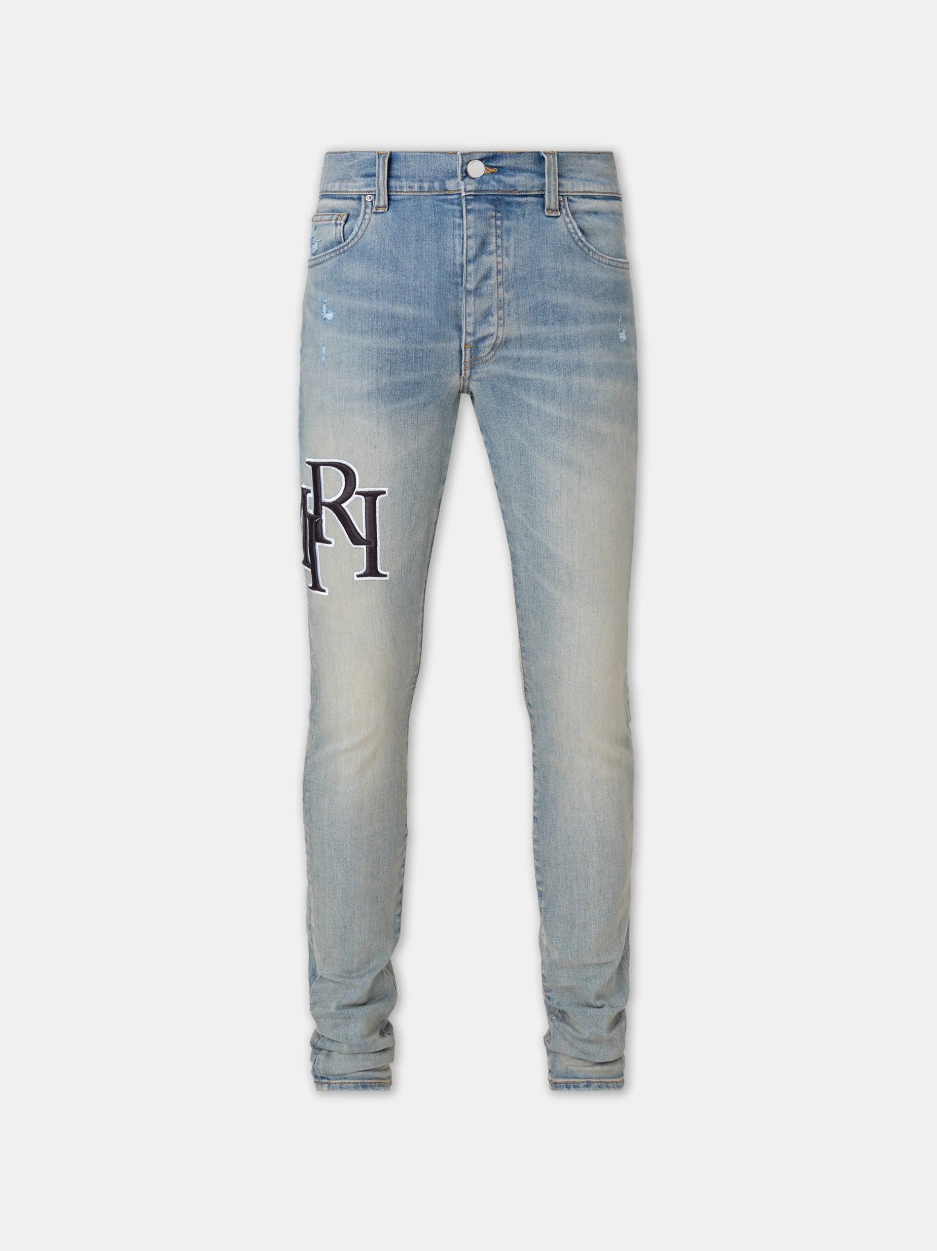 STAGGERED EMBROIDERED LOGO JEAN Vintage Indigo