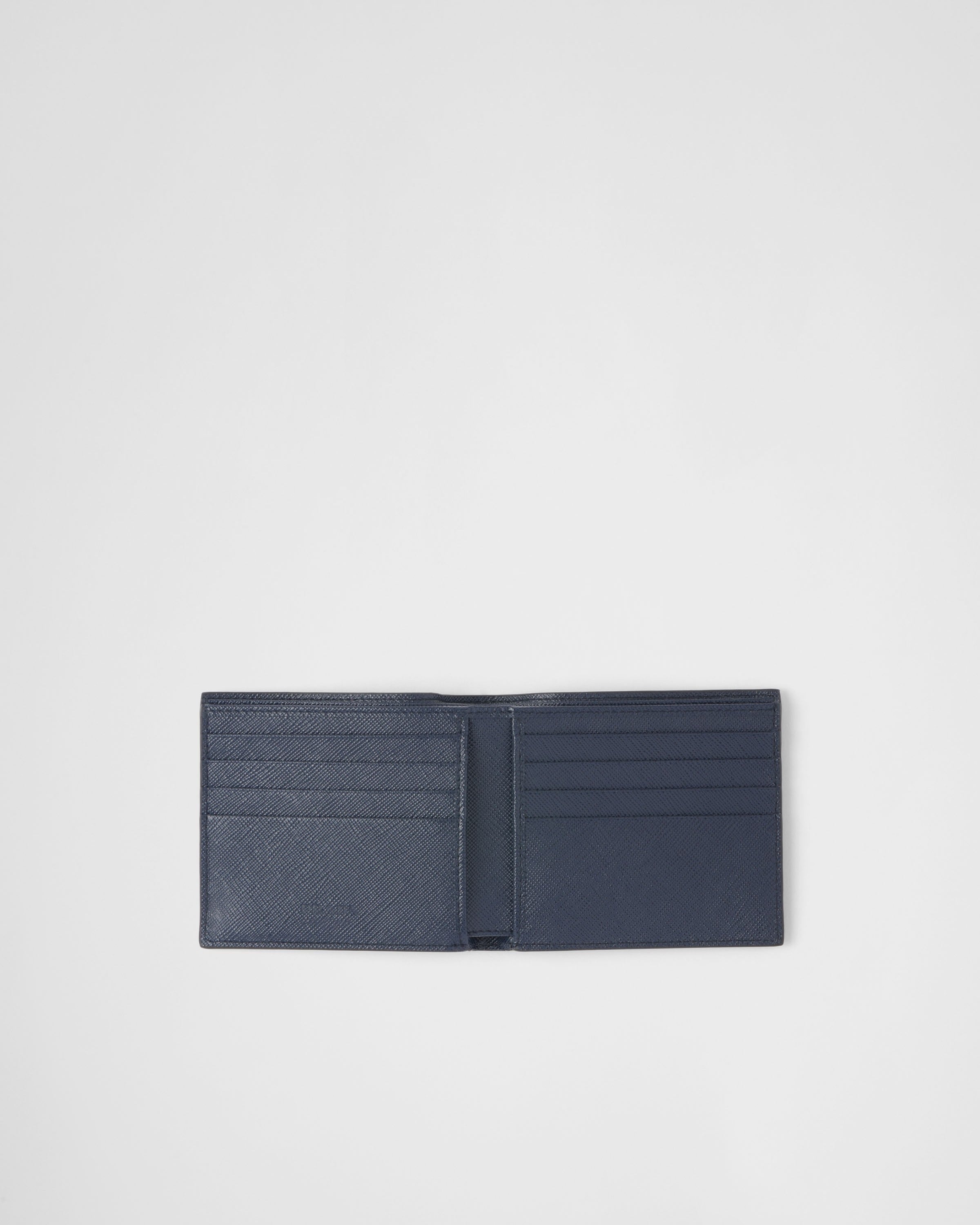 Saffiano Leather Wallet Black/Baltic Blue