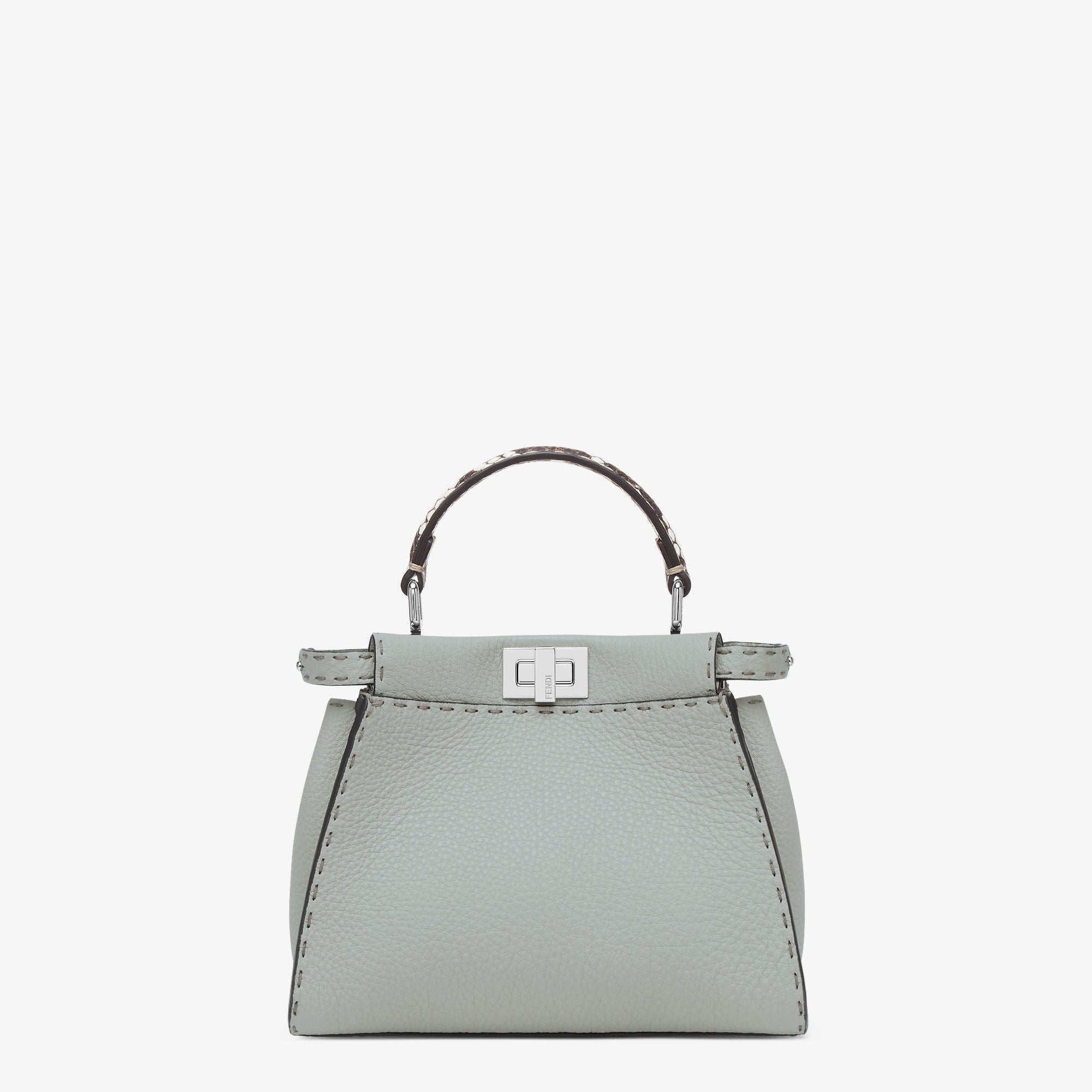 Peekaboo Mini Matcha green Selleria bag with 1048 hand-sewn topstitches