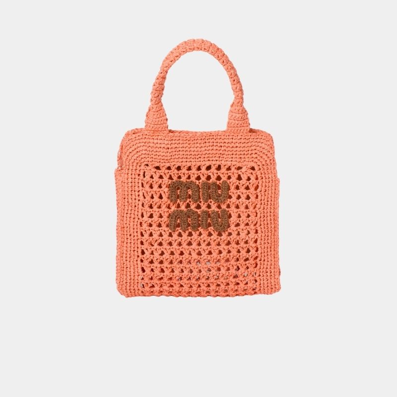 Raffia-Effect Crochet Fabric Tote Bag