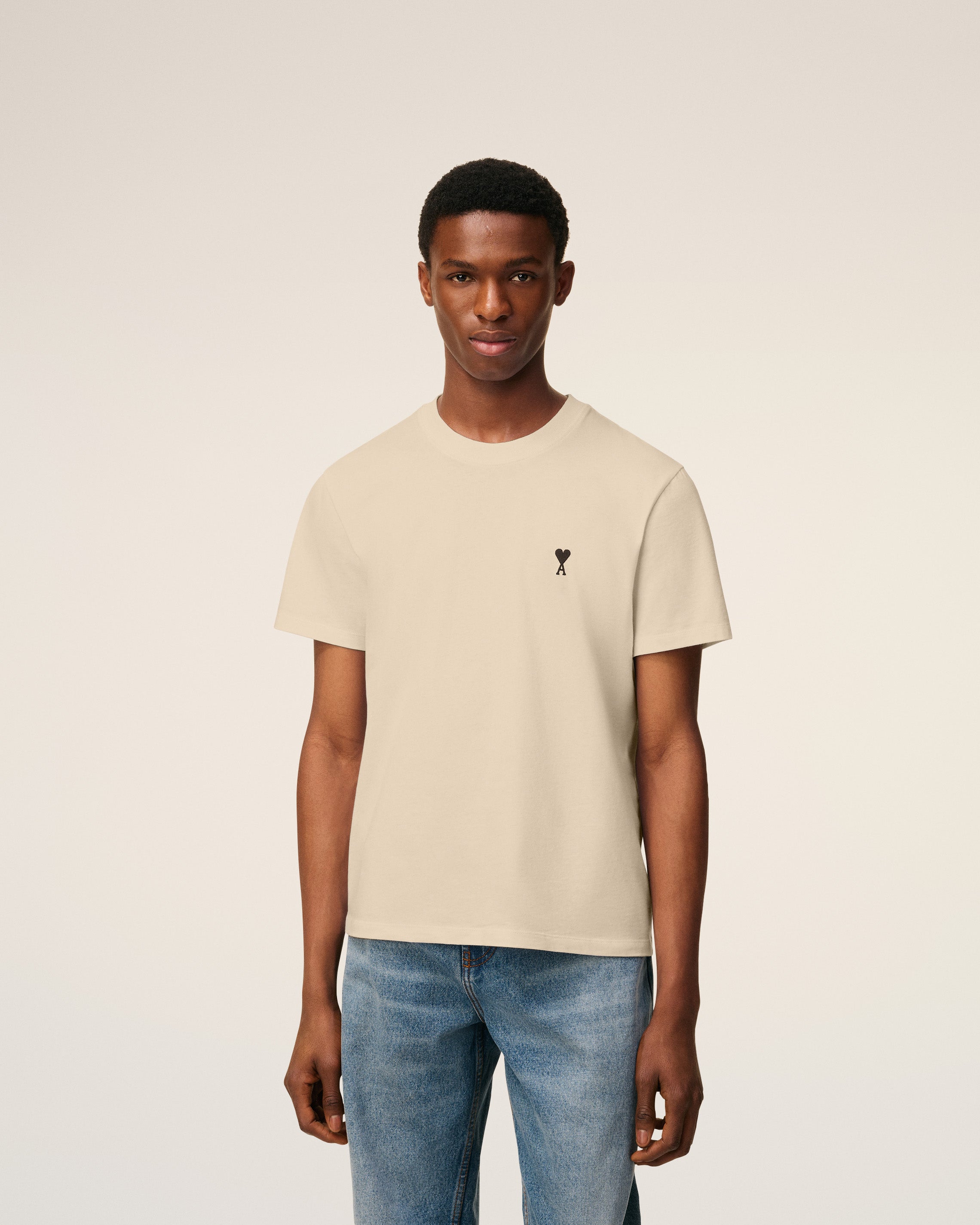 Beige Cotton Ami De Coeur T-shirt WHITE COFFEE