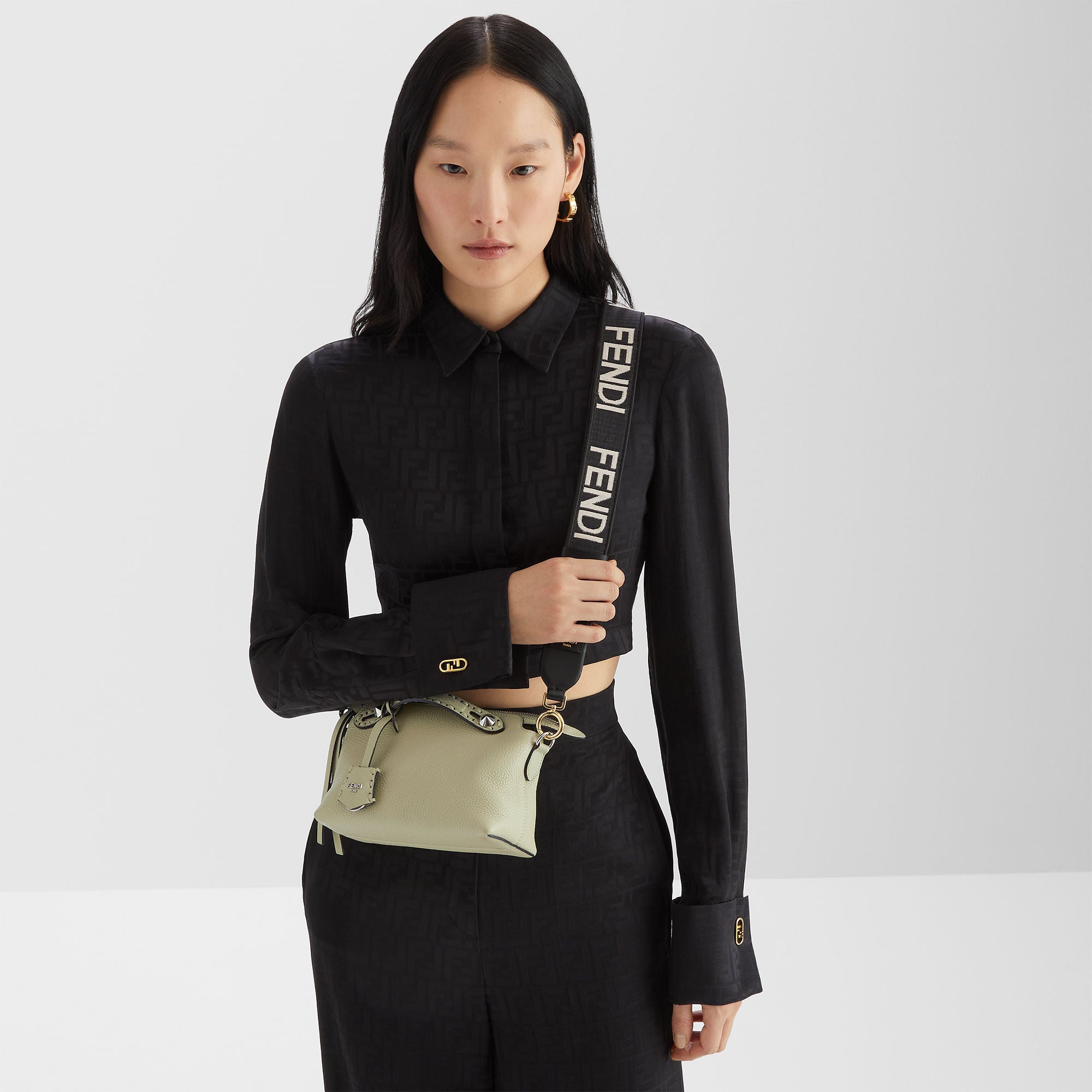 By The Way Selleria Mini Sage green Selleria mini-bag with 156 hand-sewn topstitches