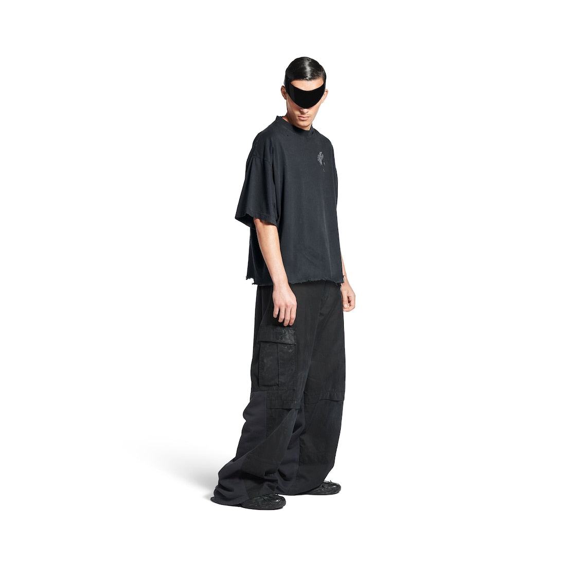 Balenciaga Nail Polish Cropped T-shirt in Faded Black