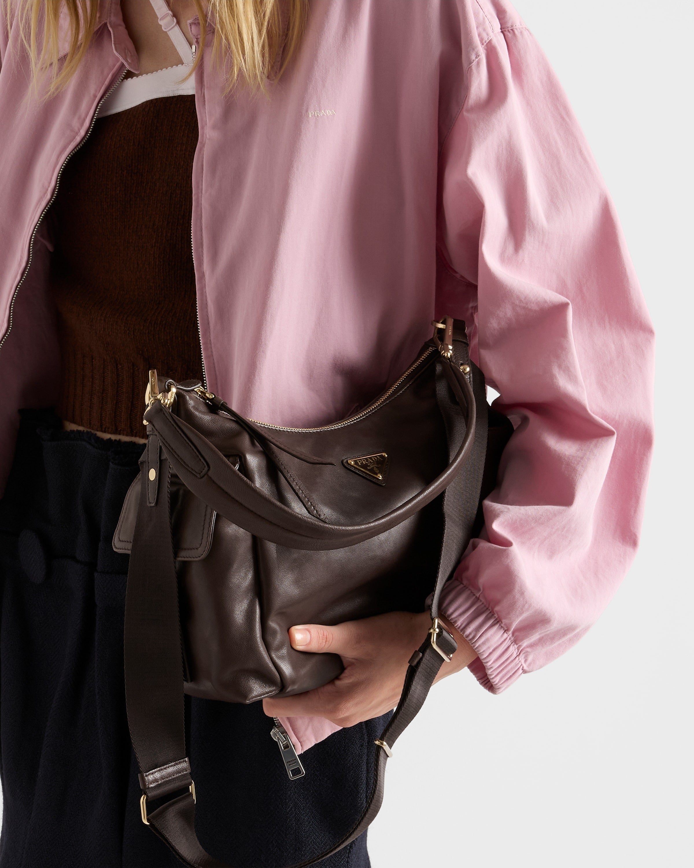 Large Prada Explore nappa leather bag Sienna