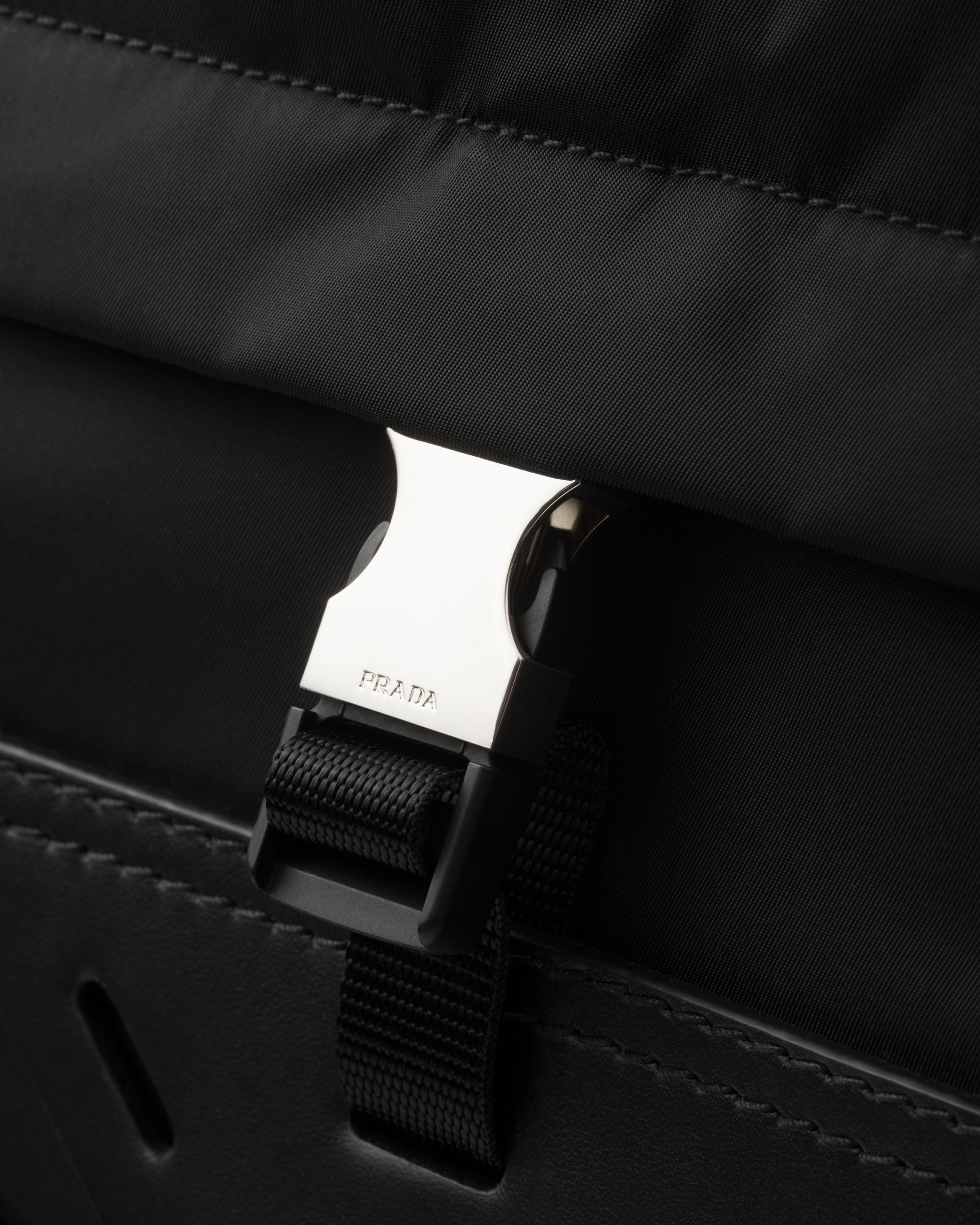 Re-Nylon and leather travel bag Black