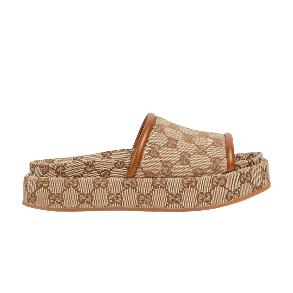 Gucci Wmns Platform Sandal 'GG Canvas - Beige Dark Brown'