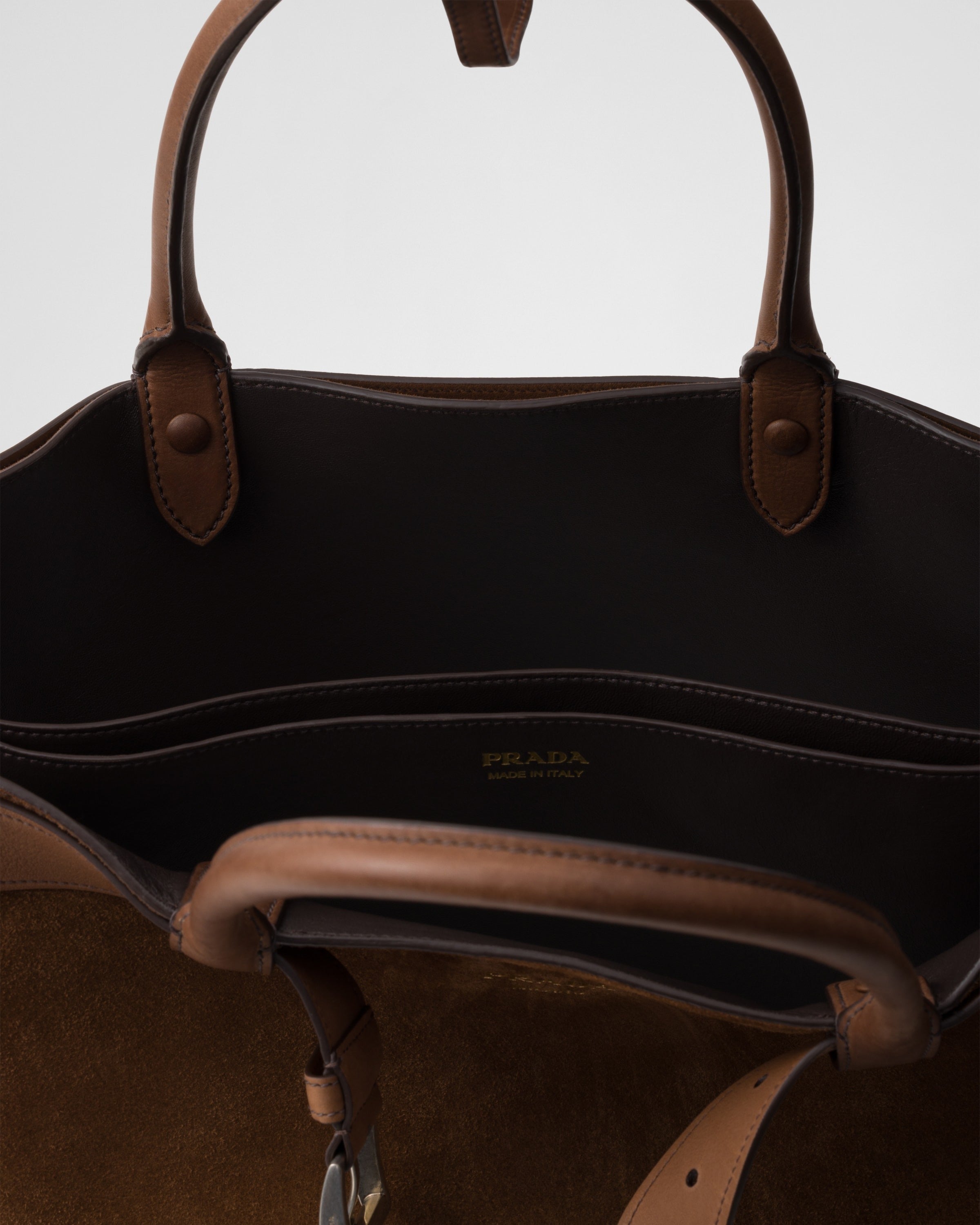 Prada Buckle suede bag with belt Cocoa Brown