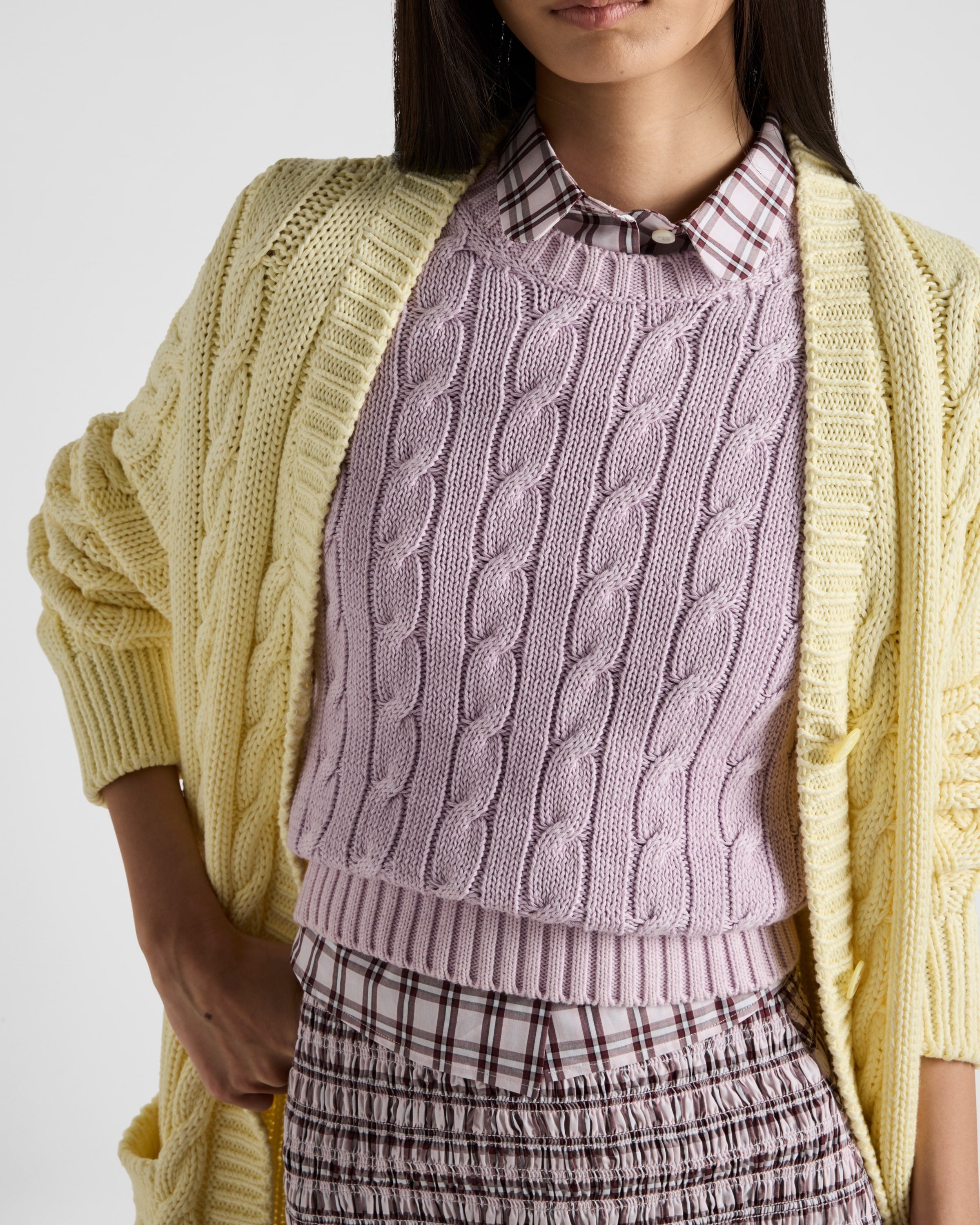 Cotton crew-neck sweater Mauve