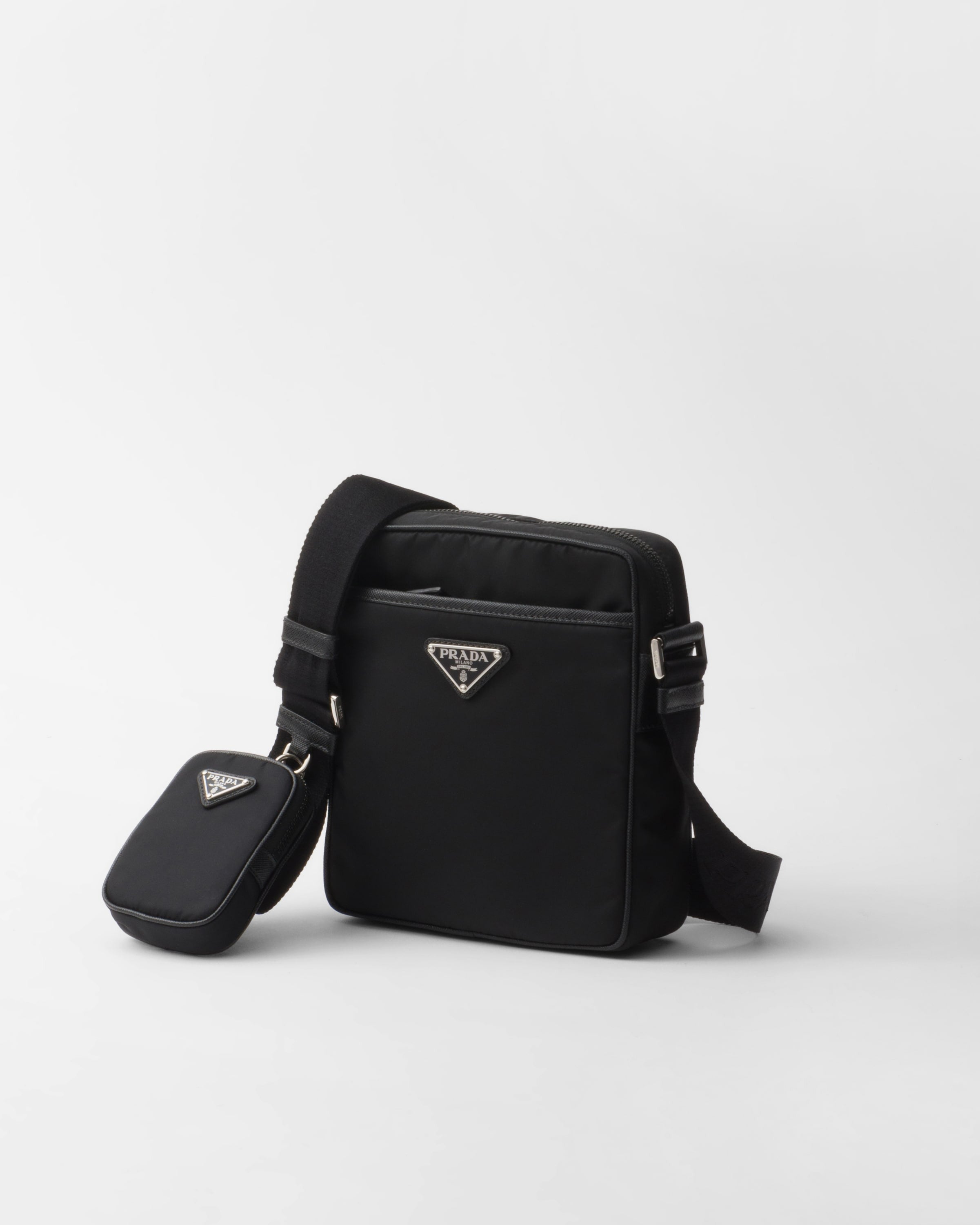 Re-Nylon and Saffiano shoulder bag Black
