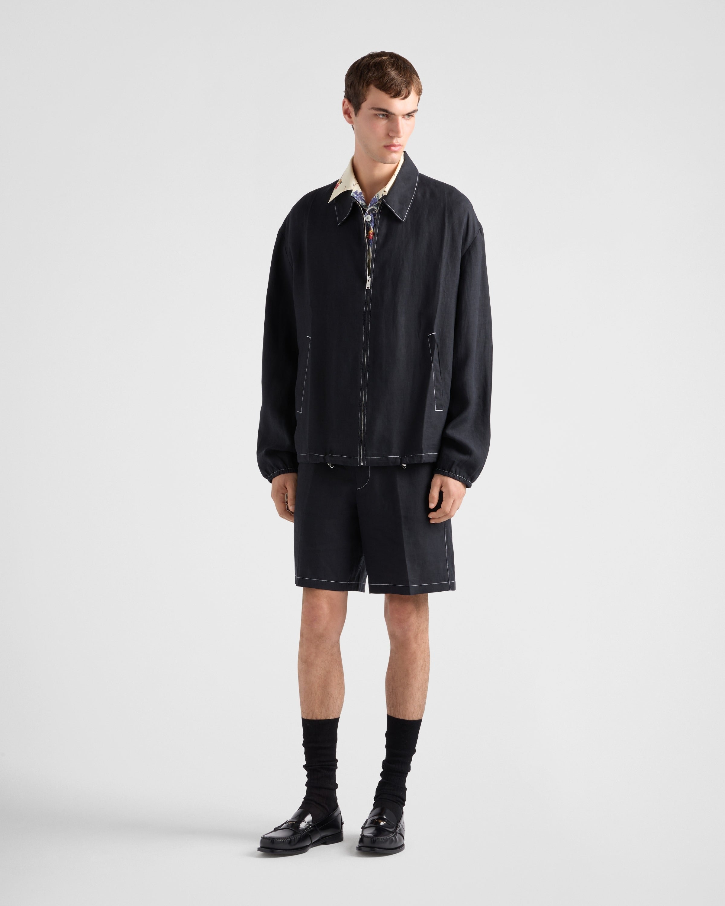 Cotton blouson jacket Black