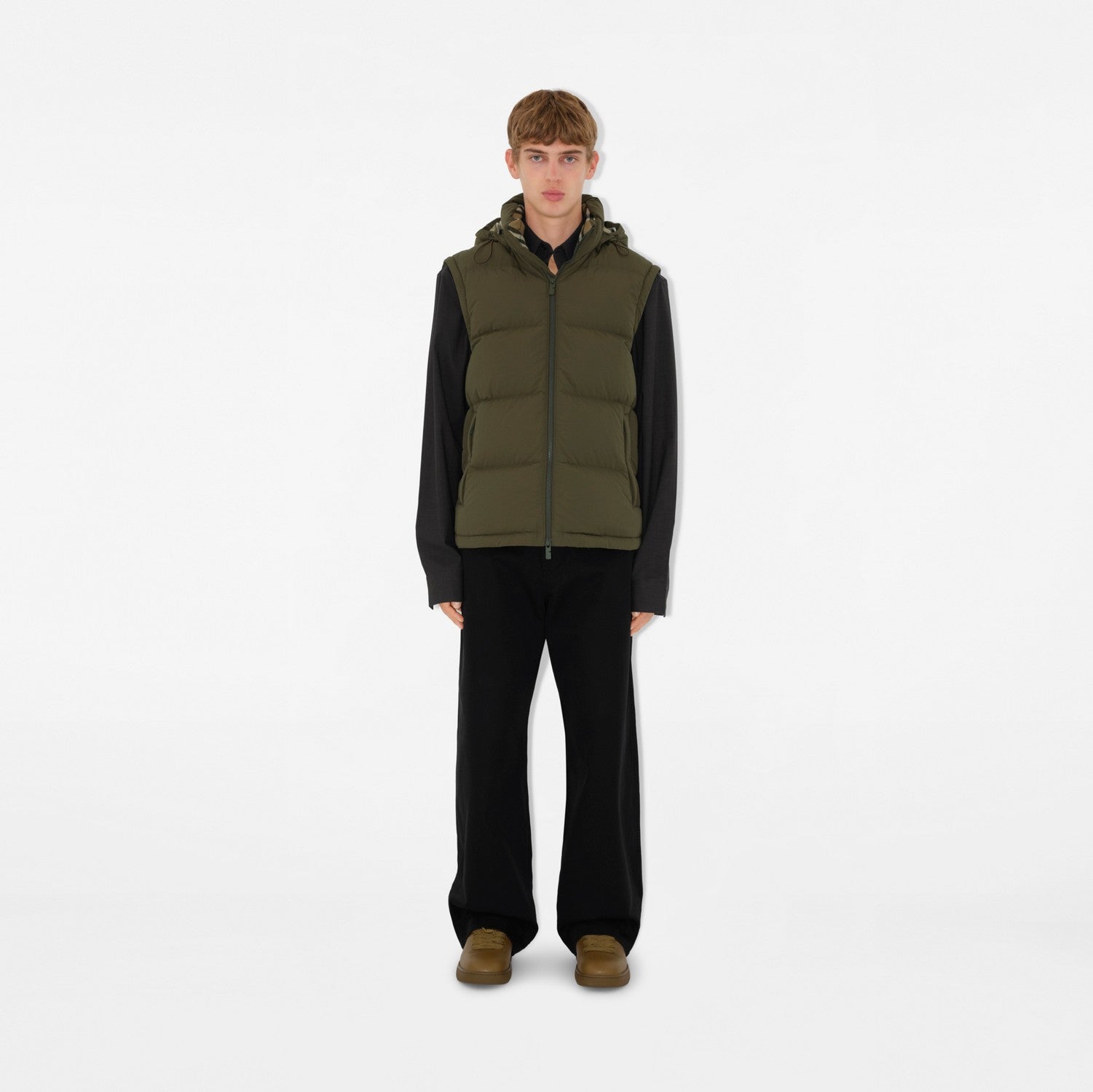 Detachable Sleeve Nylon Puffer Jacket - Loch/linden