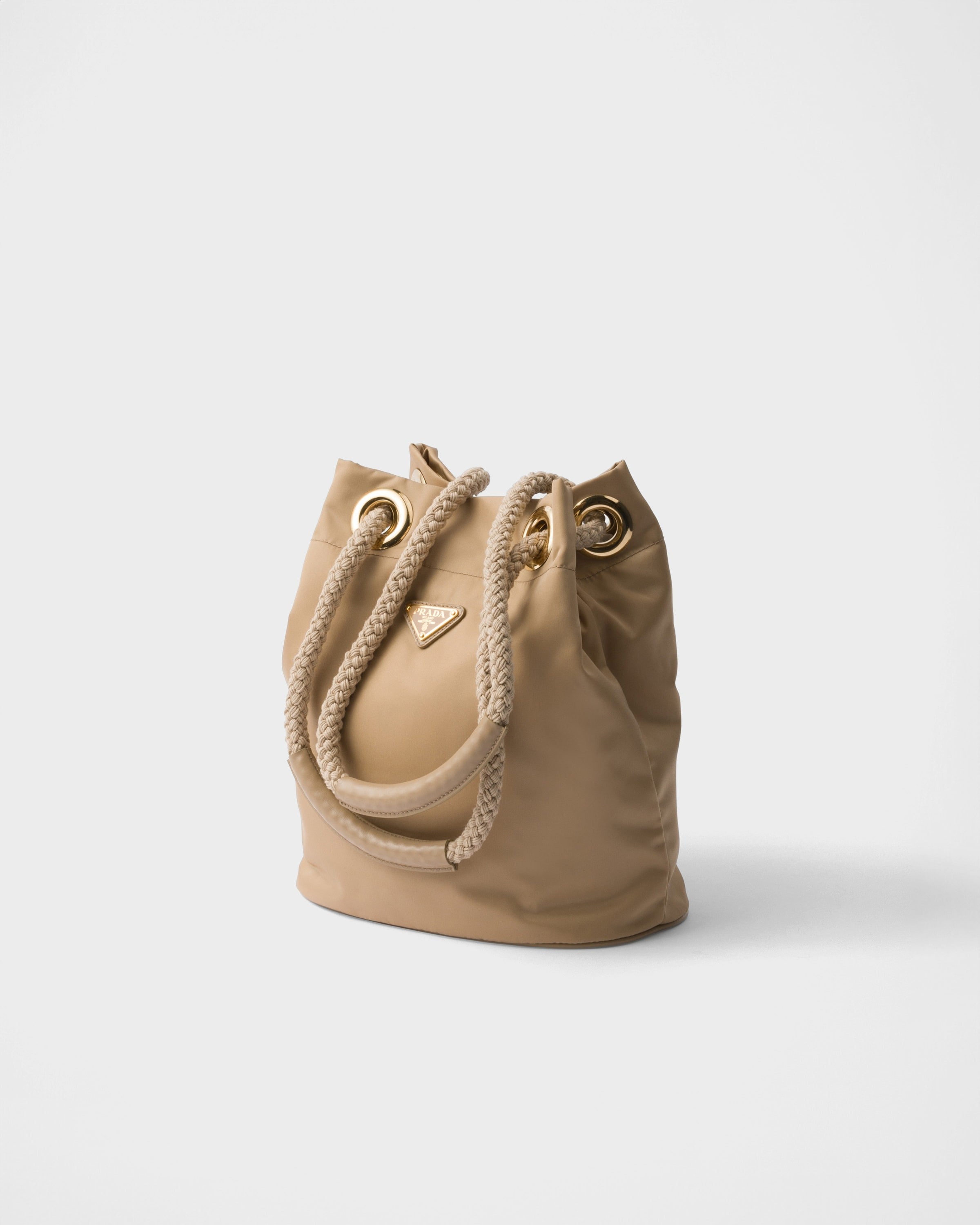Prada Mariner Re-Nylon small bucket bag Camel Brown