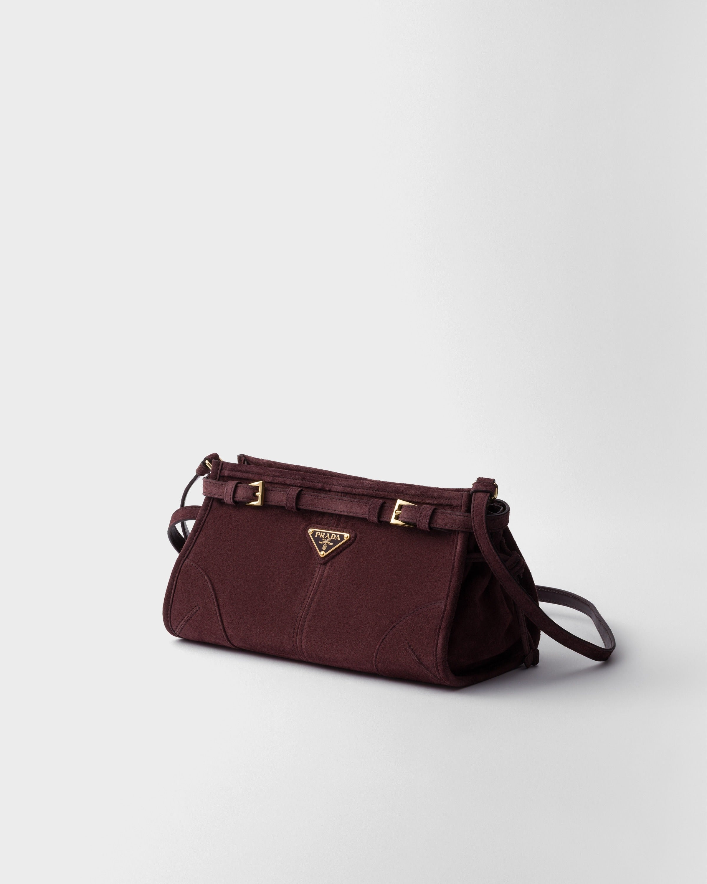 Small Prada Bonnie suede shoulder bag Burgundy