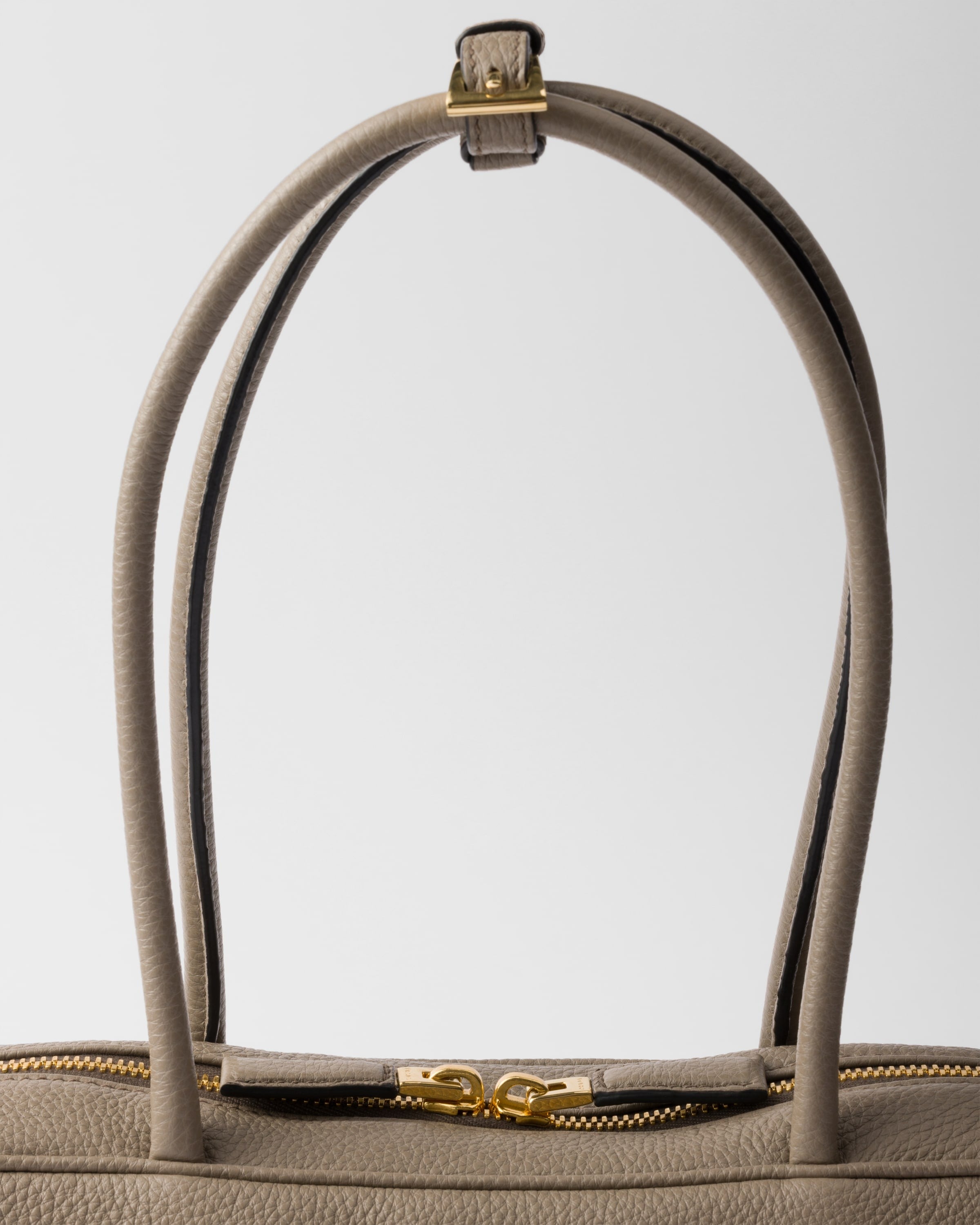 Medium leather top-handle bag Clay Grey