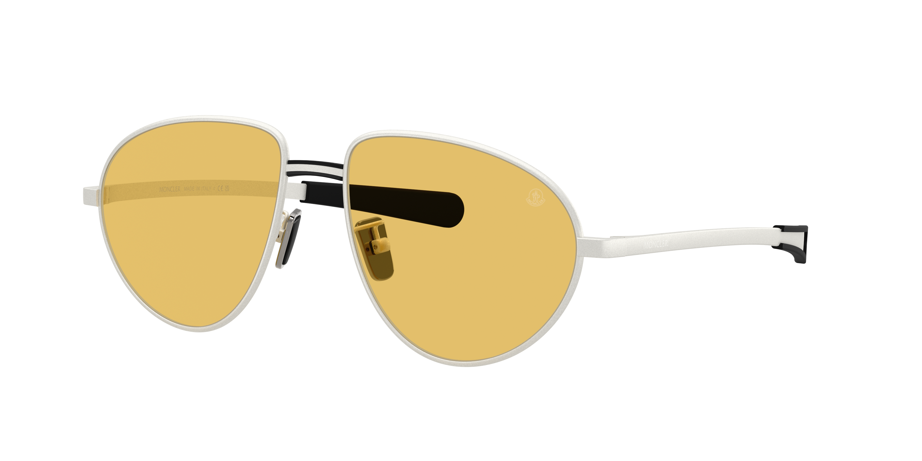 MONCLER ME4009 VIZLA Matte Silver - Unisex Sunglasses, Solid Yellow Lens