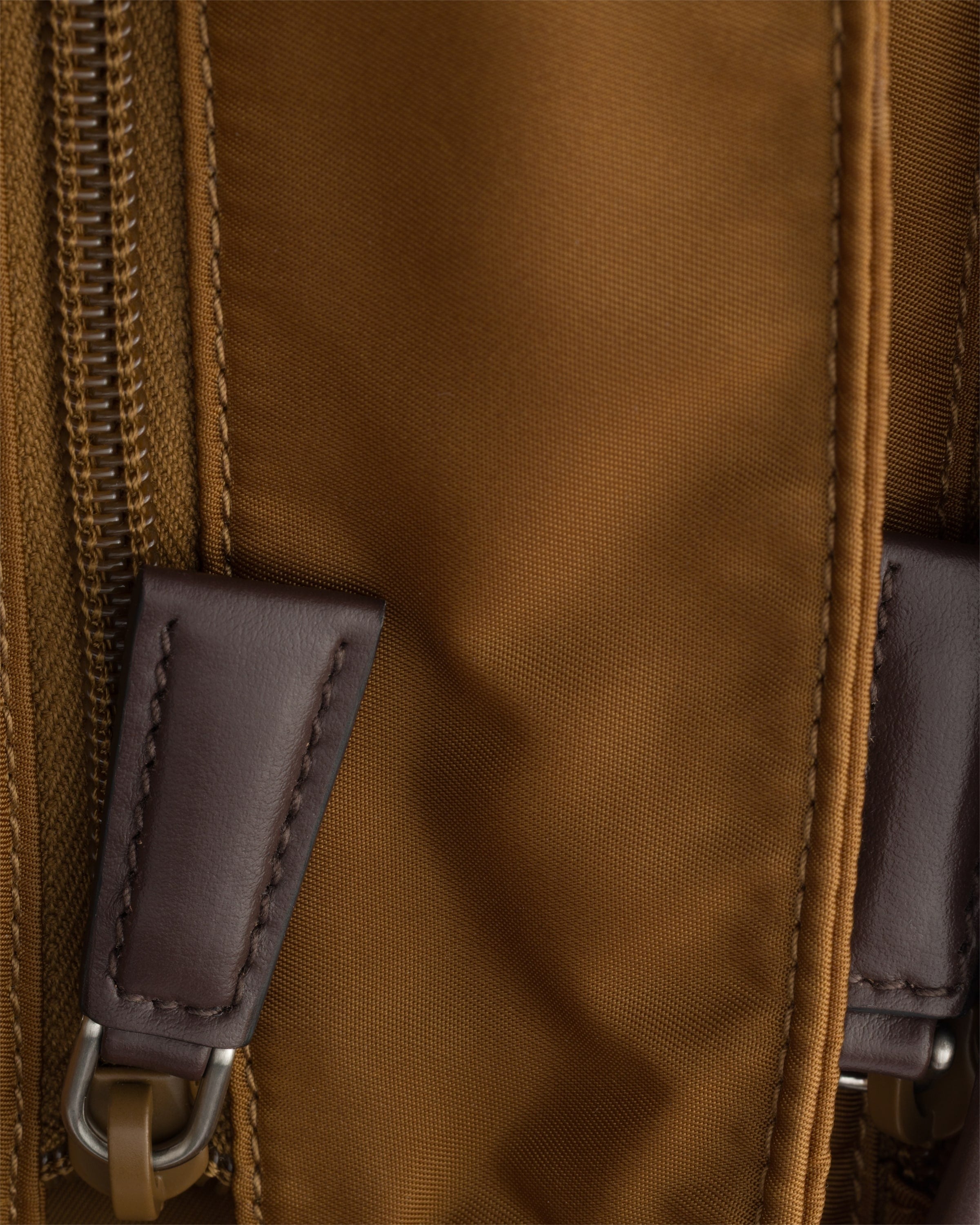 Re-Nylon and leather shoulder bag Brandy