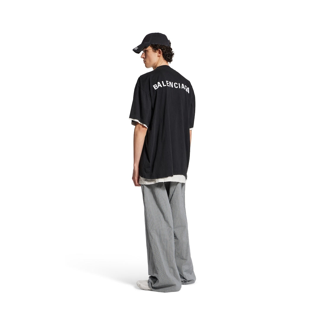 Men's Balenciaga Back Double T-shirt in Black Faded