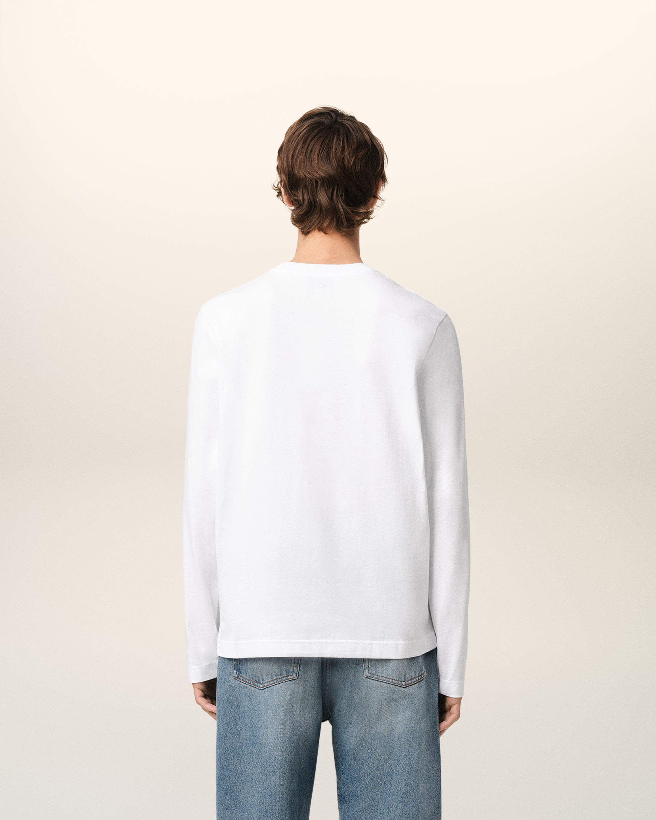 WHITE COTTON AMI DE COEUR LONG SLEEVES T-SHIRT WHITE