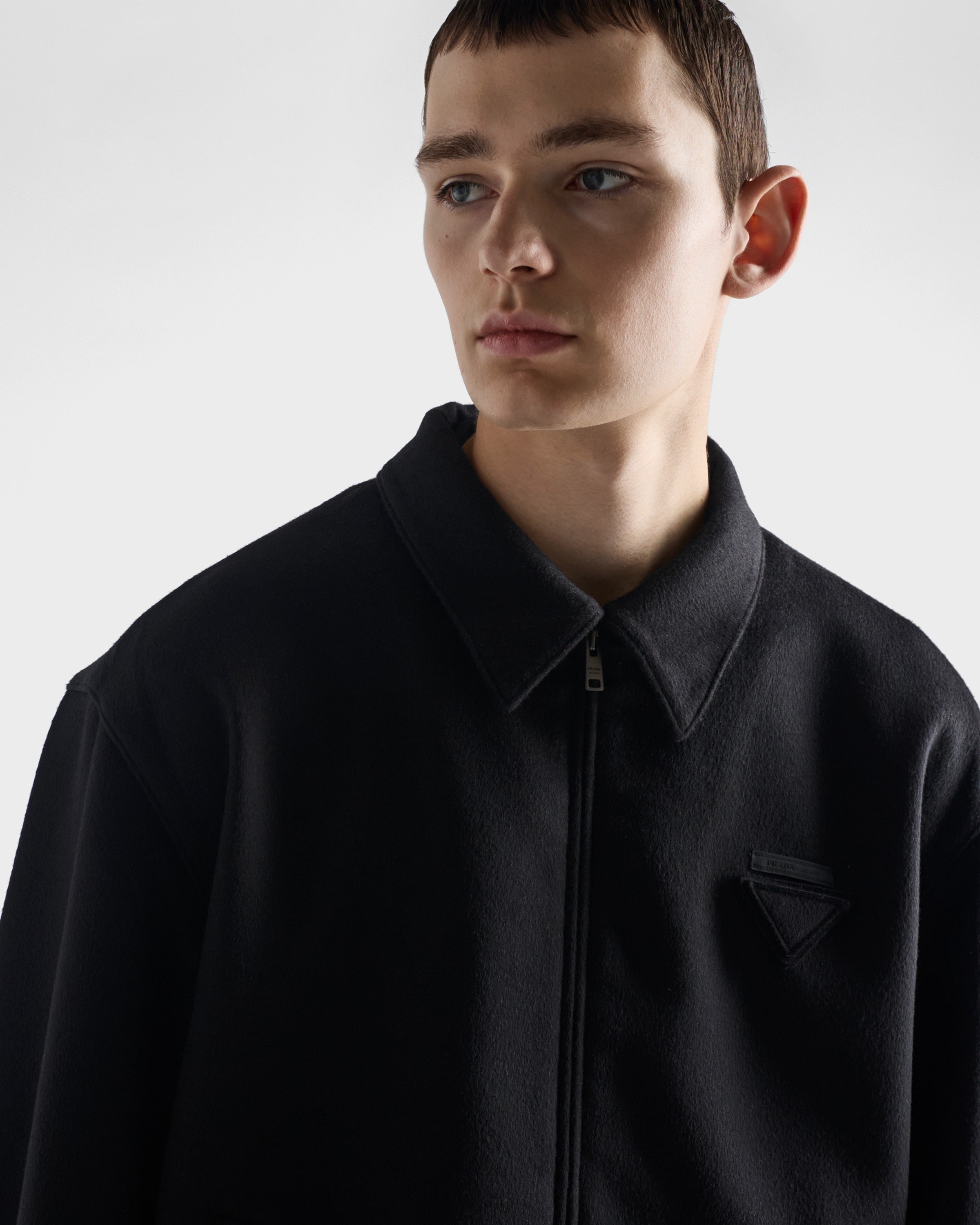 Wool and cashmere blouson jacket Black