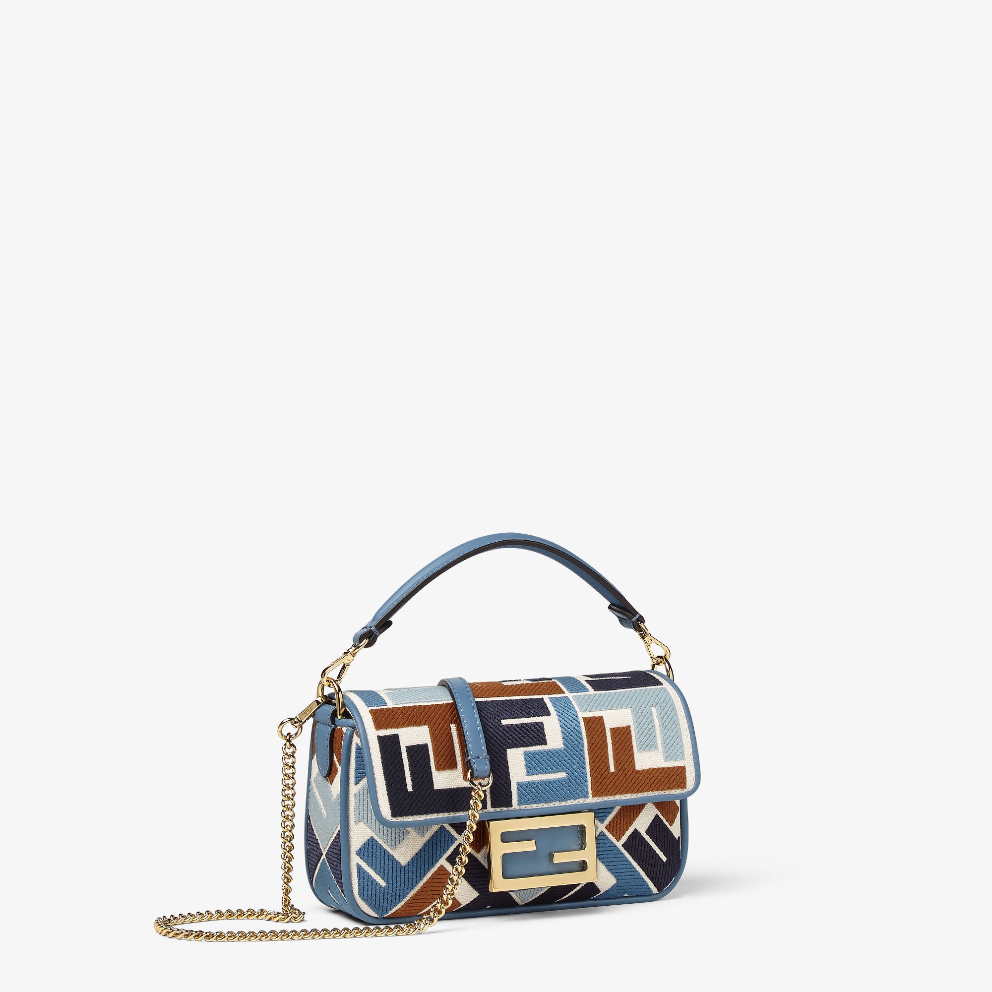 Baguette Mini Canvas bag with multicolor FF embroidery