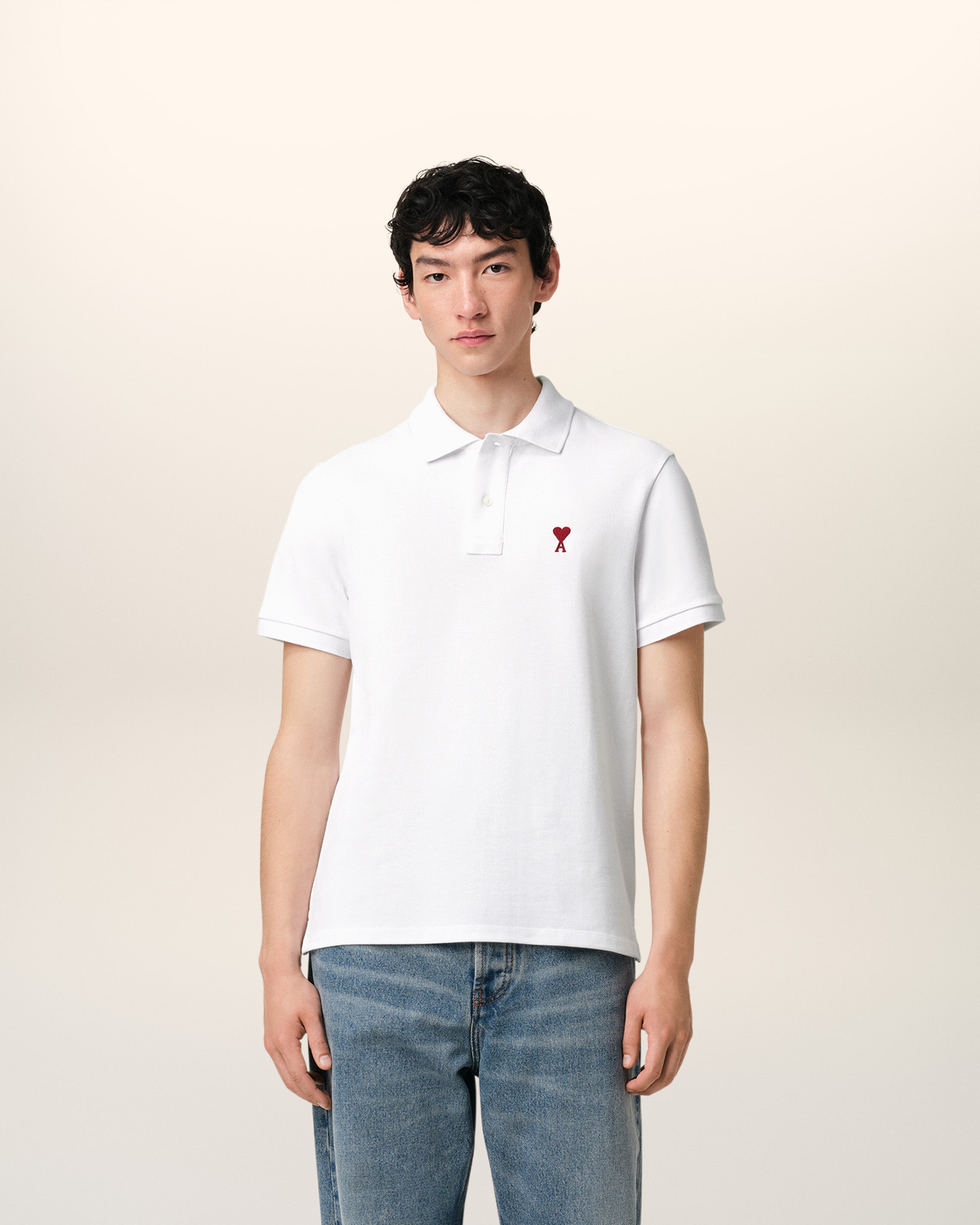 WHITE COTTON AMI DE COEUR POLO SHIRT WHITE