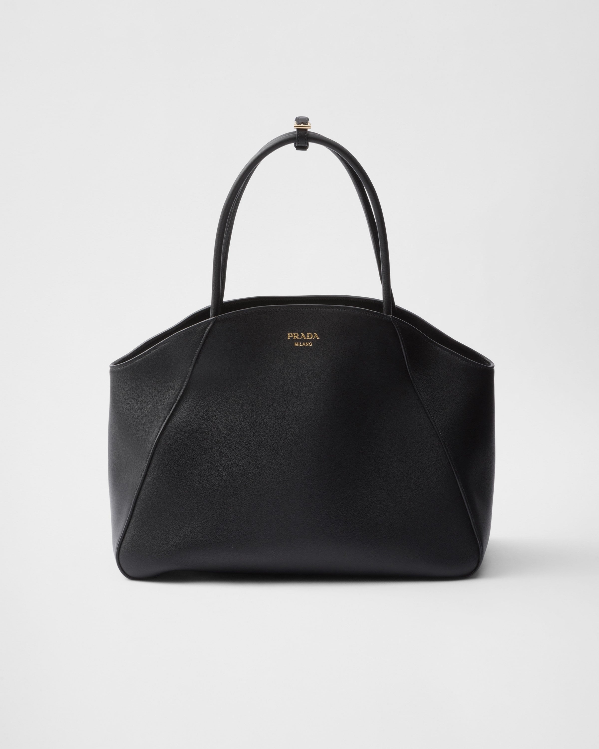 Large leather tote bag Black