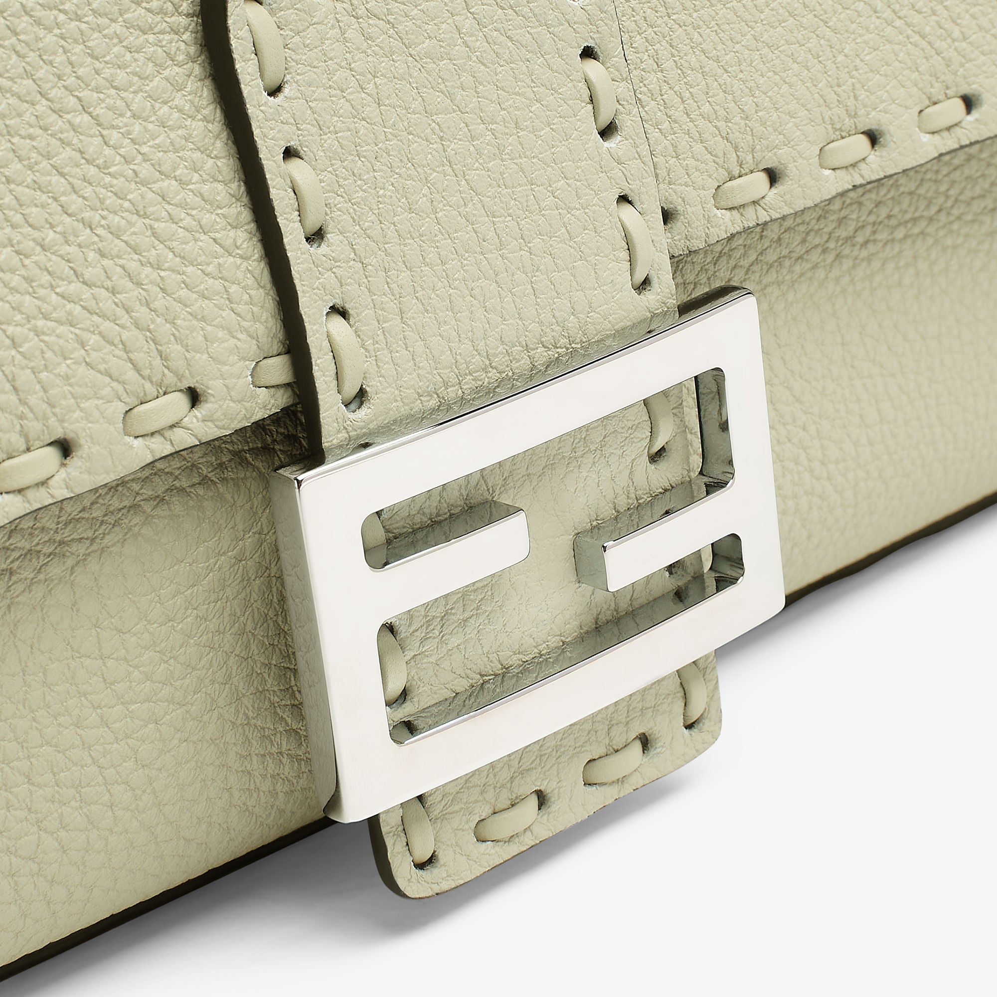 Baguette Sage green Selleria bag with 612 hand-sewn topstitches