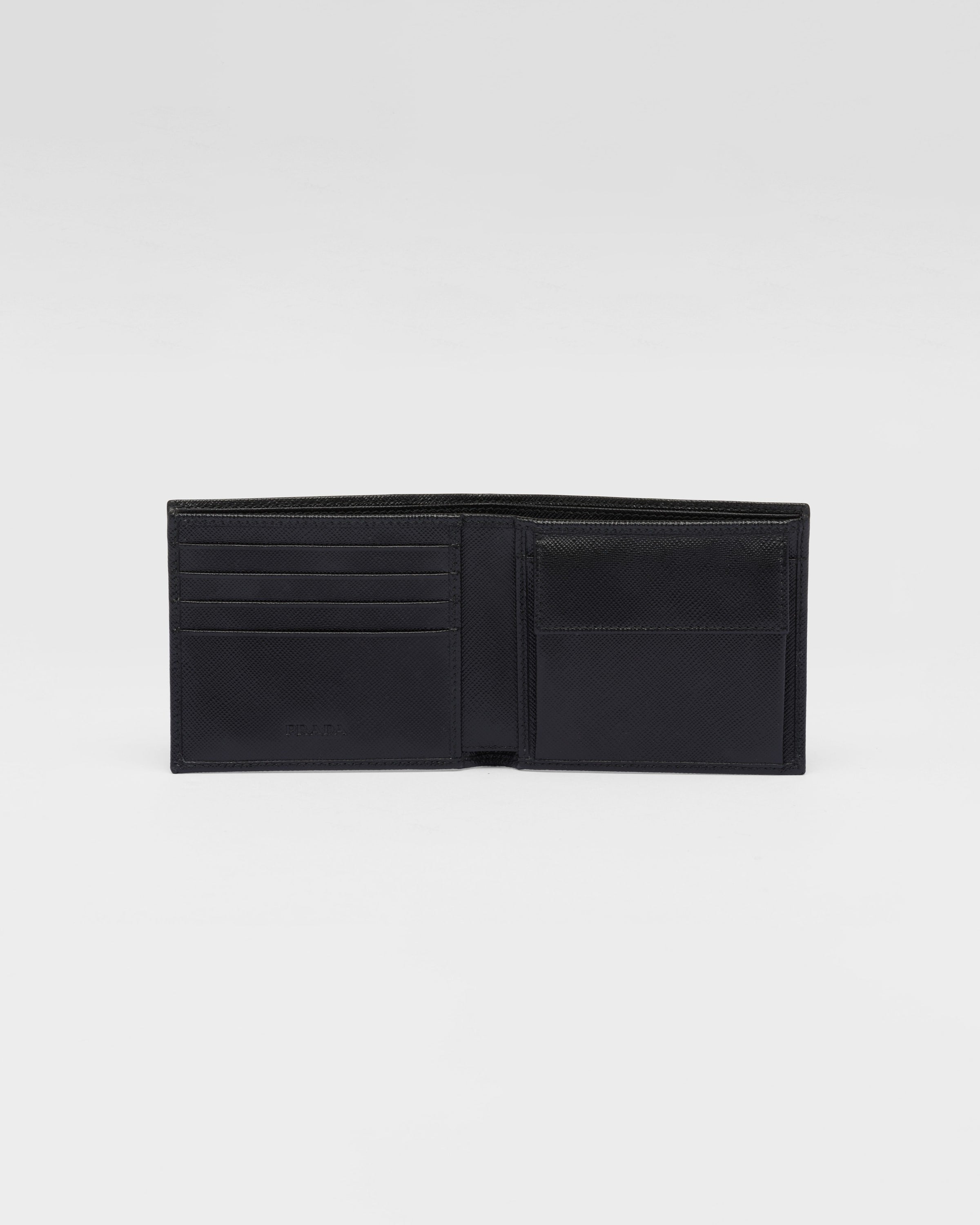 Saffiano Leather Wallet with coin purse Black