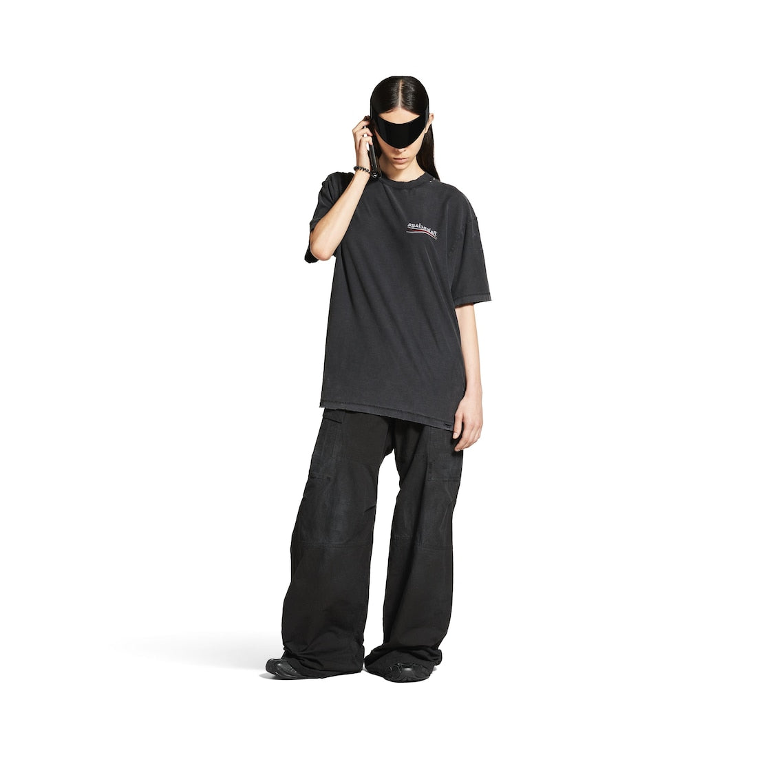 Political Campaign Inside-out T-shirt Large Fit in Black/White/Red
