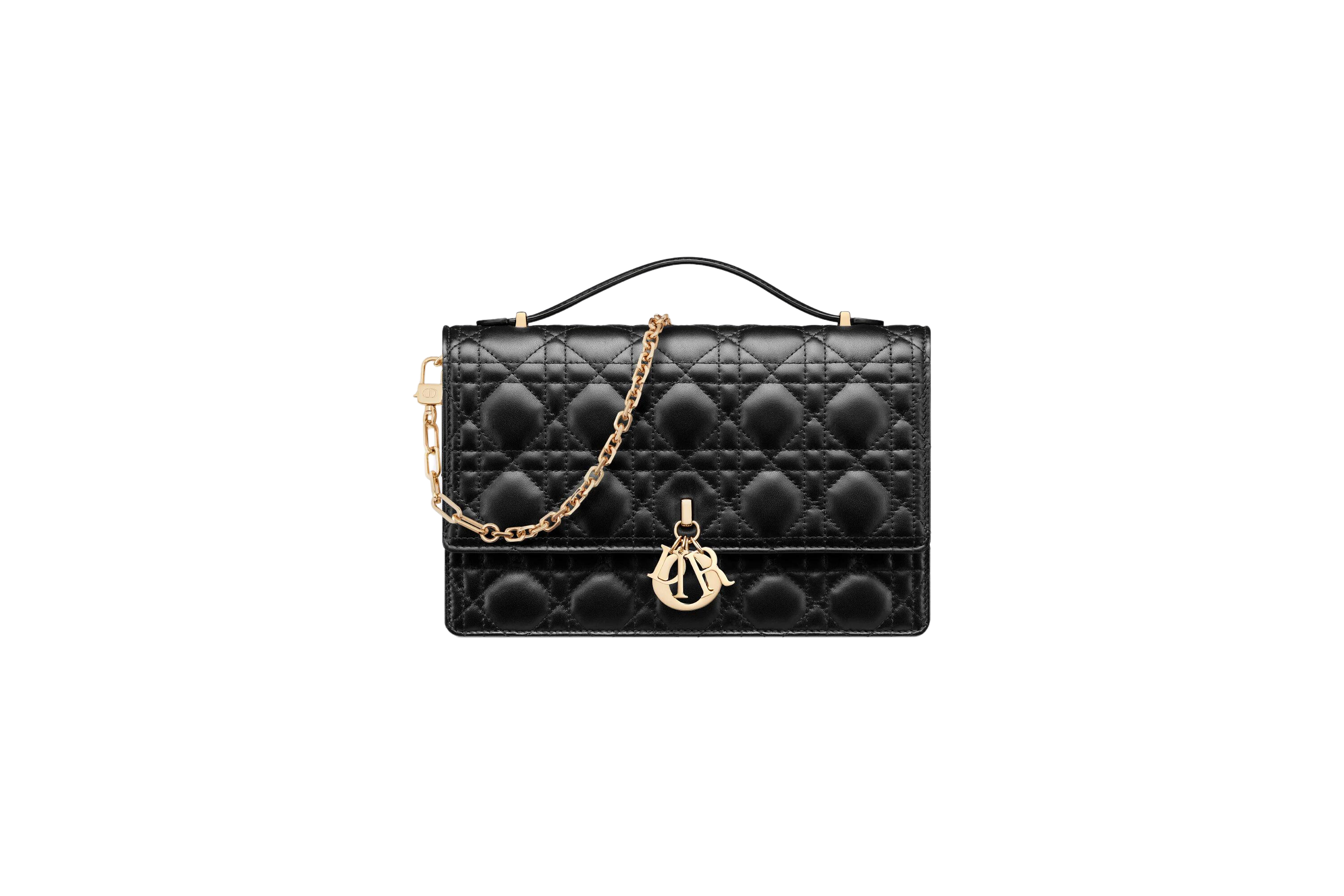 MISS DIOR TOP HANDLE BAG Black Cannage Lambskin