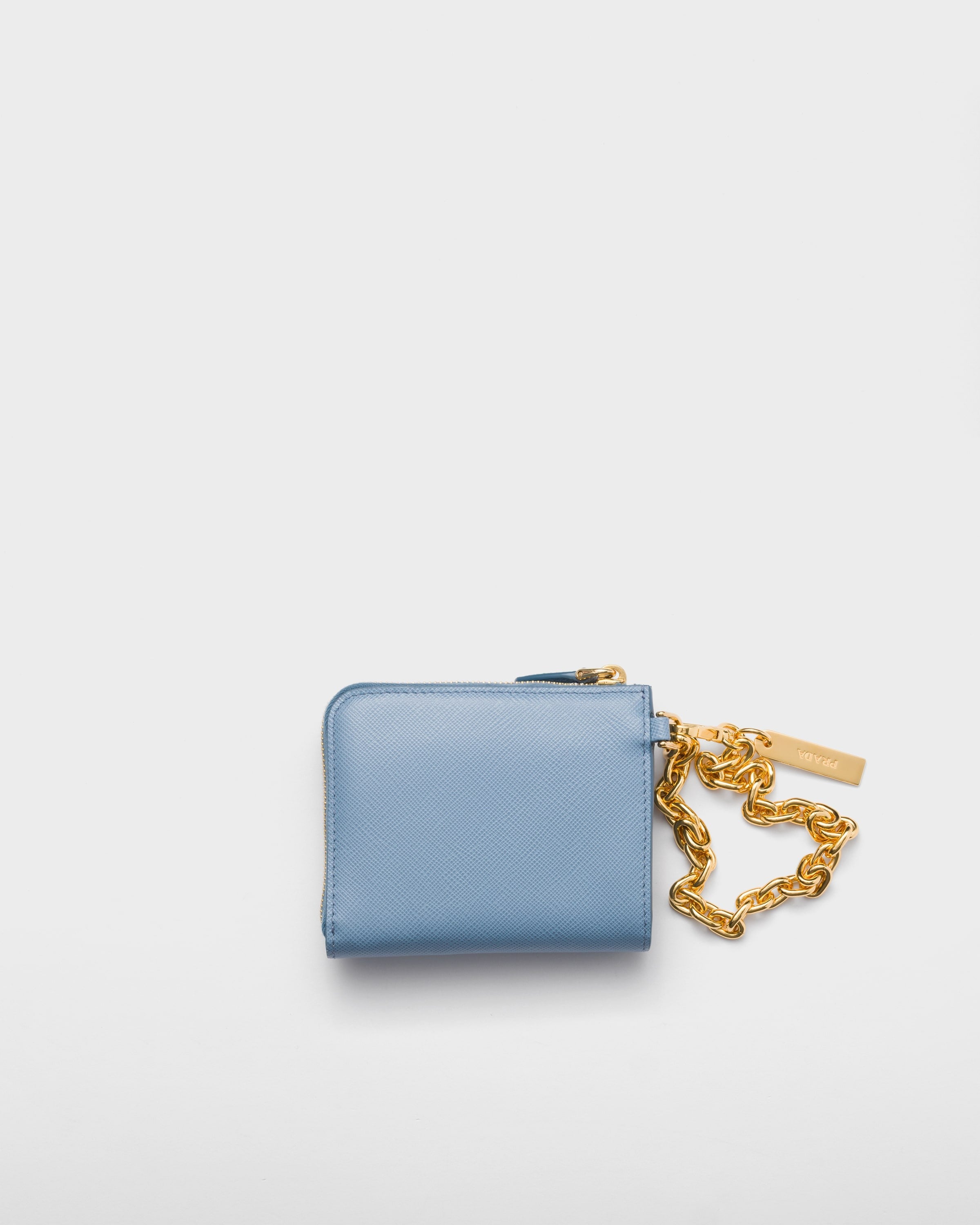 Small Saffiano leather zipper wallet Astral Blue